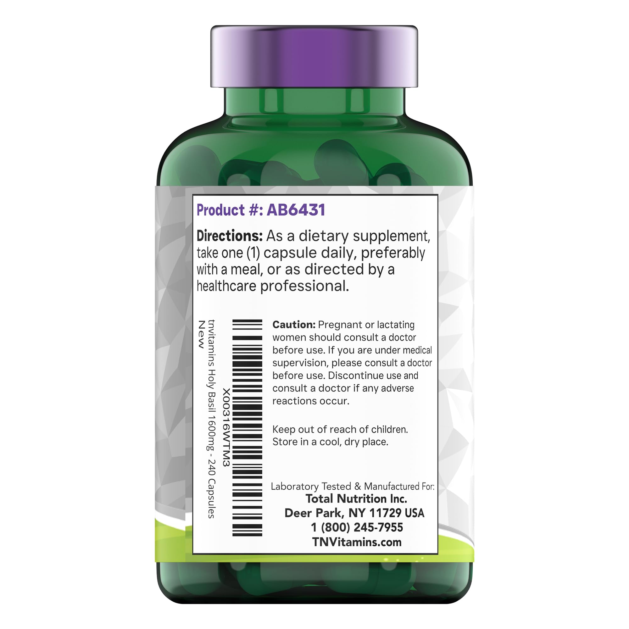 Foto 7 | Suplemento De Vitaminas Y Albahaca Sagrada  1600 Mg  240 Cápsulas - Venta Internacional.