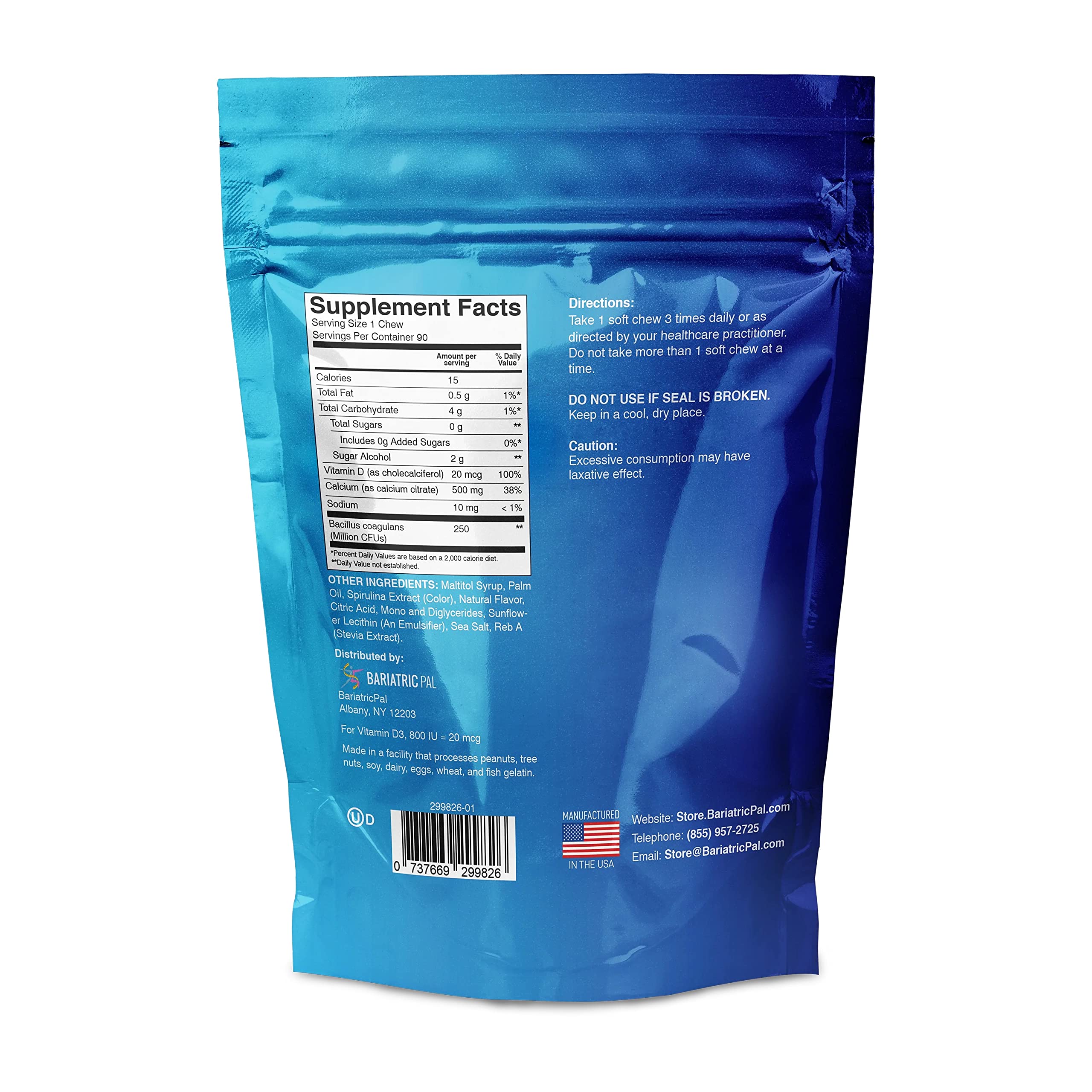 Foto 4 pulgar | Masticables Blandos Con Citrato De Calcio Bariatricpal 500 Mg Con Probióticos - Venta Internacional.