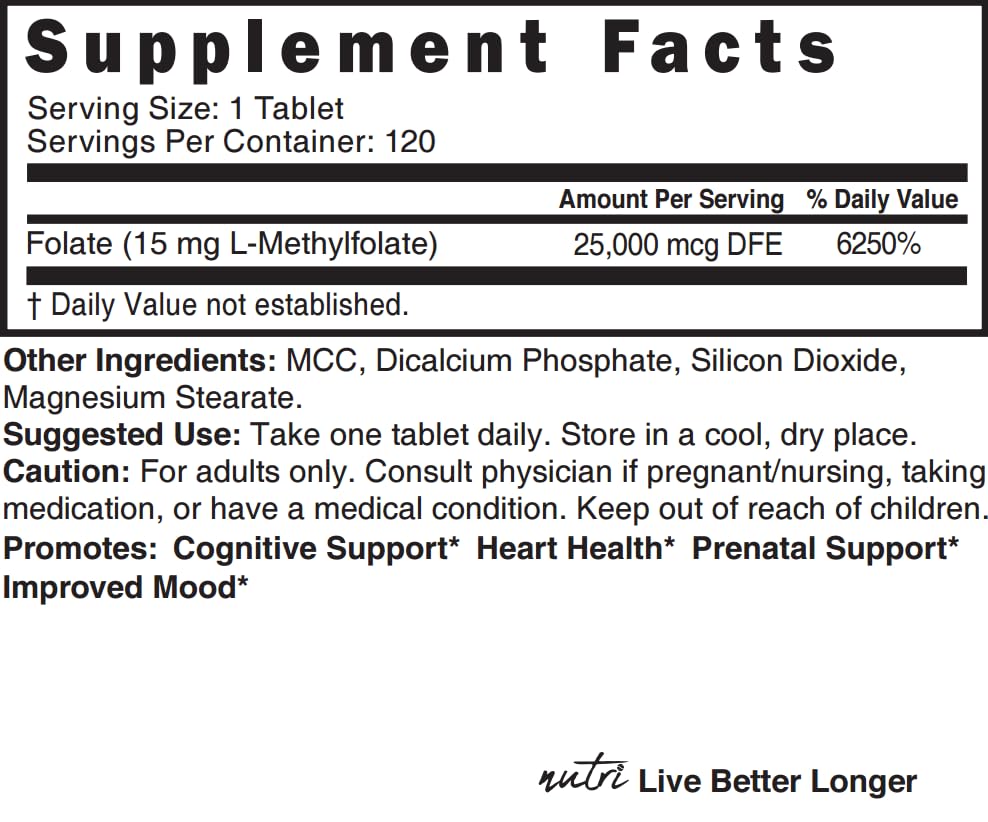 Foto 5 pulgar | Suplemento Nature's Fusions Nutri 5-mthf L Metilfolato 120 Capsulas - Venta Internacional