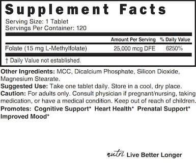 Foto 4 | Suplemento Nature's Fusions Nutri 5-mthf L Metilfolato 120 Capsulas - Venta Internacional