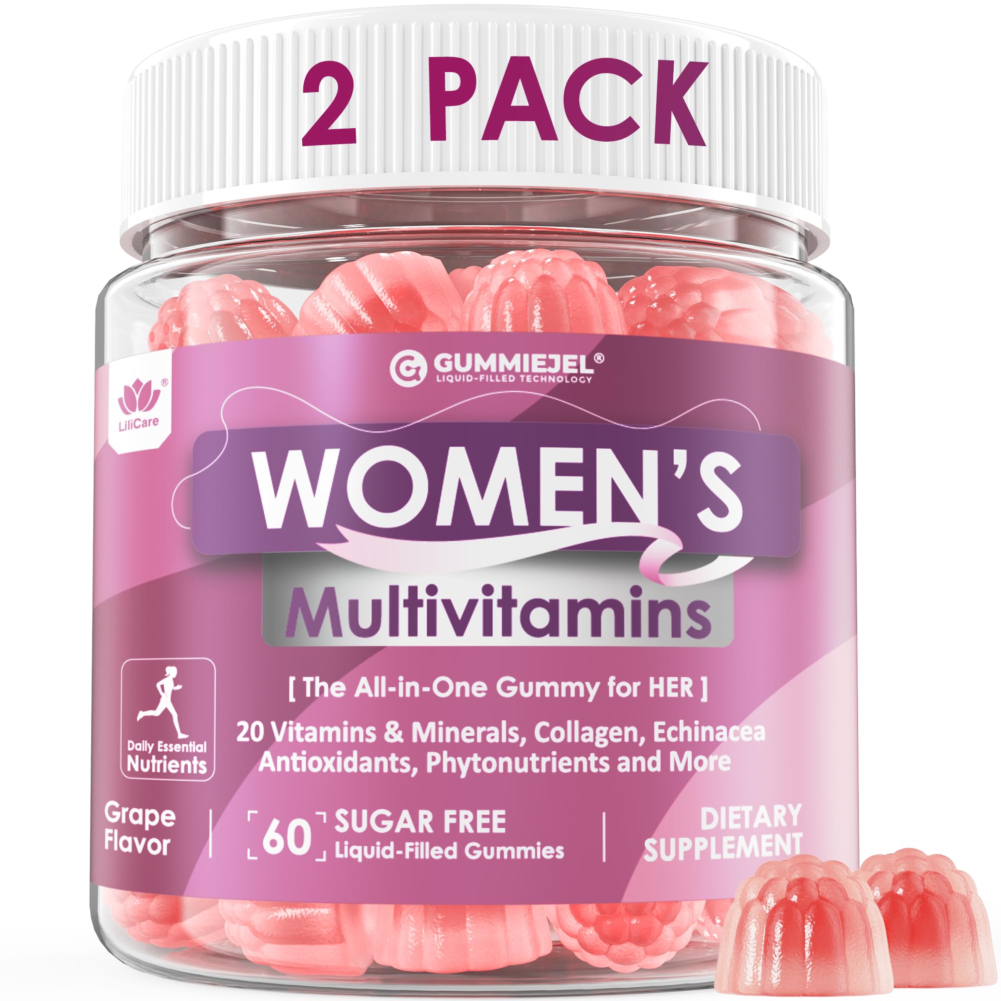 Foto 2 pulgar | Gomitas Multivitamínicas Lilicare Para Mujeres Con Hierro Y Biotina  2500 Mcg  Paquete De 2 - Venta Internacional.