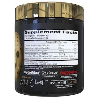 Foto 2 | Polvo Para Antes Del Entrenamiento Insane Labz Insane Veinz Gold 30 Porciones - Venta Internacional.