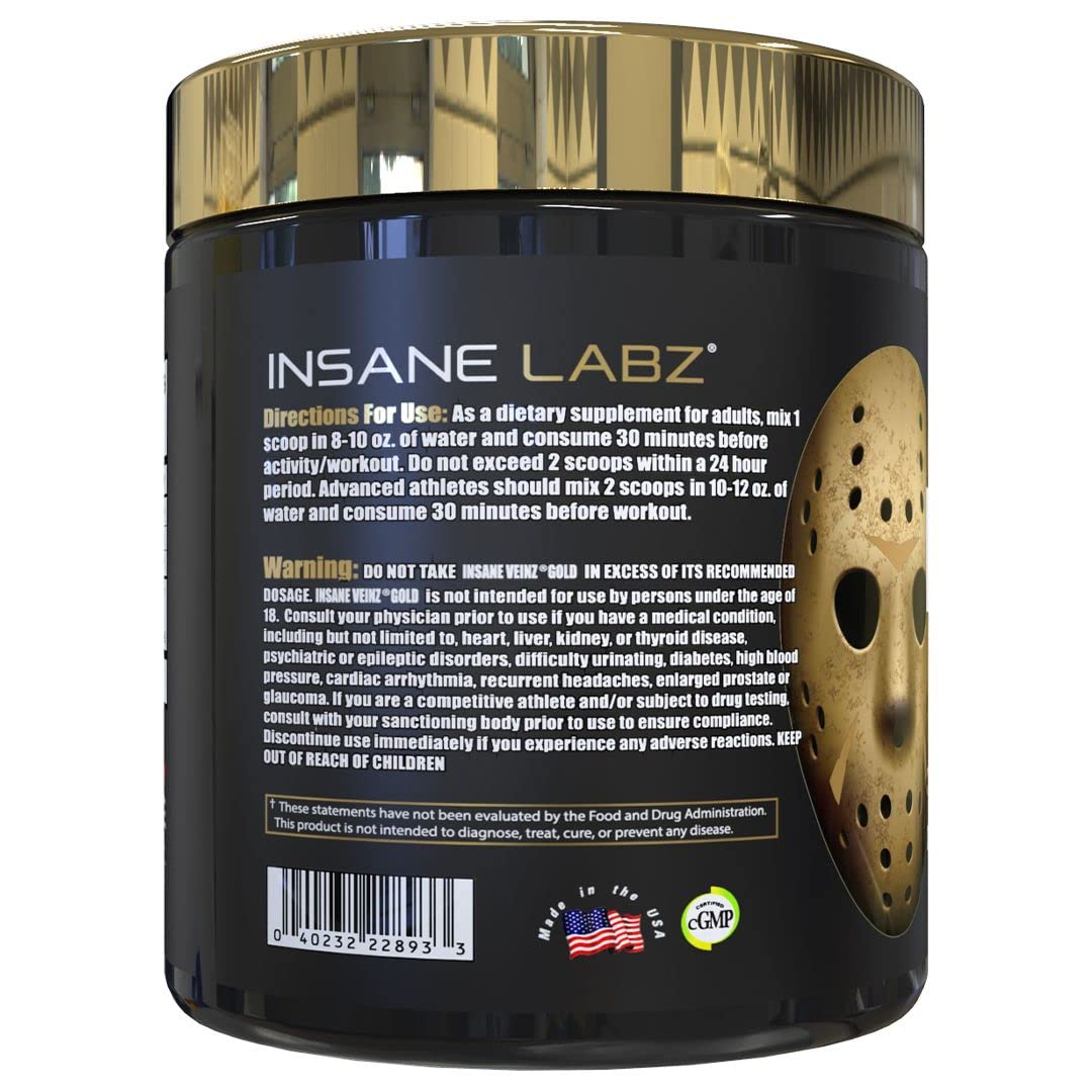 Foto 4 pulgar | Polvo Para Antes Del Entrenamiento Insane Labz Insane Veinz Gold 30 Porciones - Venta Internacional.