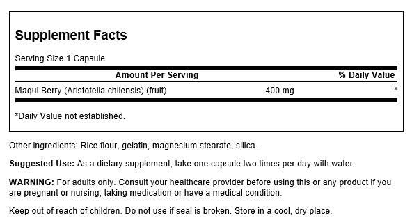 Foto 3 pulgar | Suplemento Swanson Full Spectrum Maqui Berry 400 Mg 60 Cápsulas - Venta Internacional.