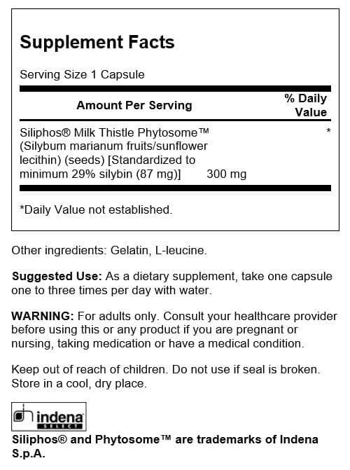 Foto 2 | Suplemento Swanson Siliphos Milk Thistle Phytosome 300 Mg - Venta Internacional.