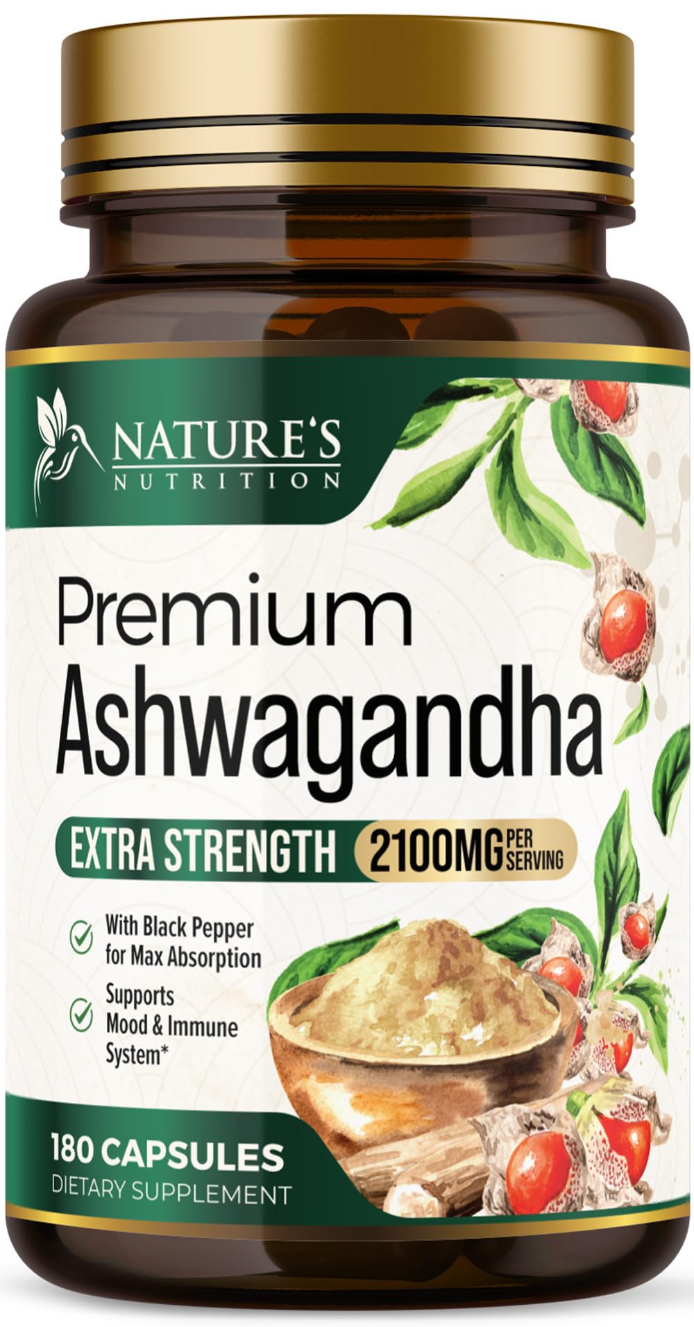 Foto 2 pulgar | Suplemento Nature's Nutrition Herbal Ashwagandha  2.100 Mg - Venta Internacional.