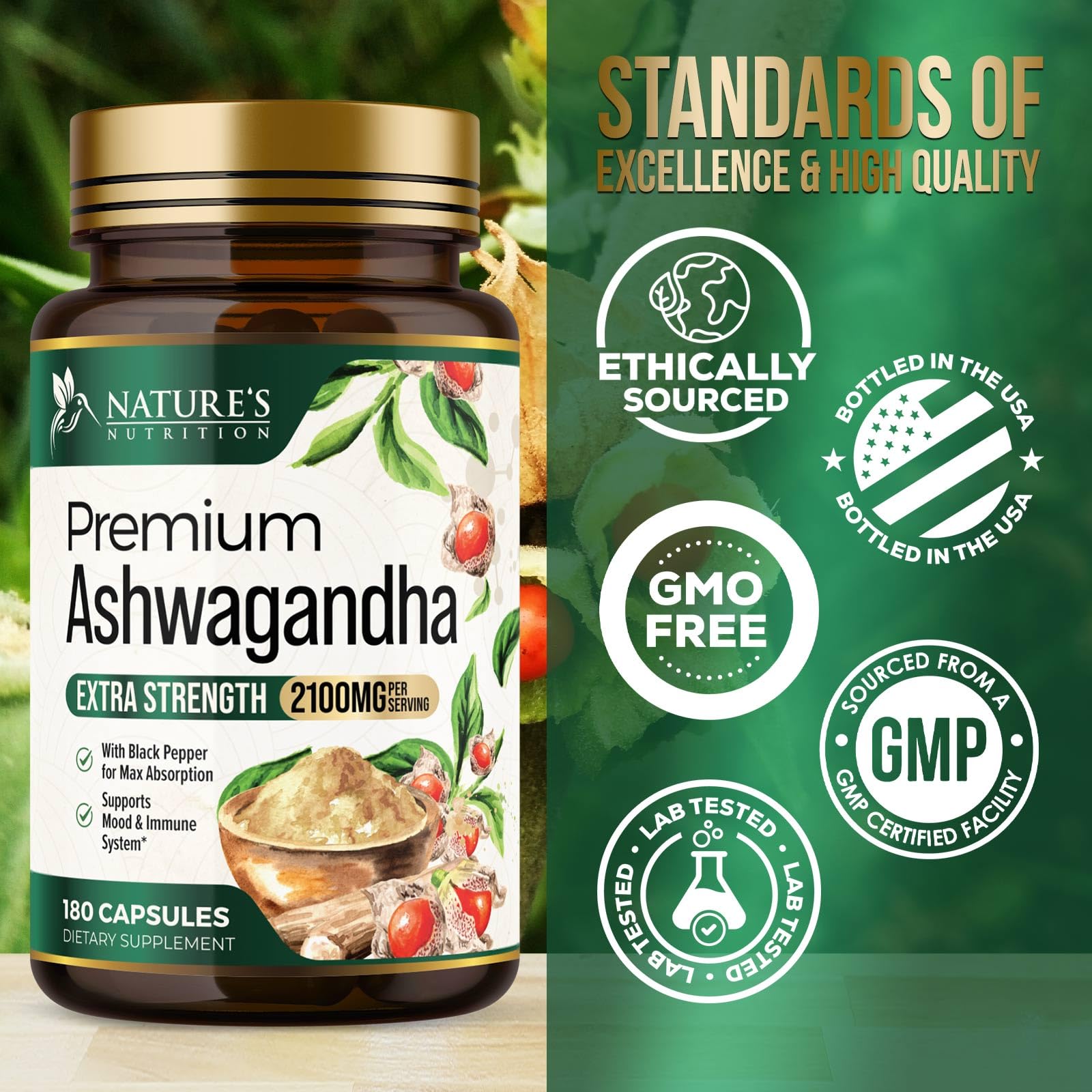 Foto 4 | Suplemento Nature's Nutrition Herbal Ashwagandha  2.100 Mg - Venta Internacional.