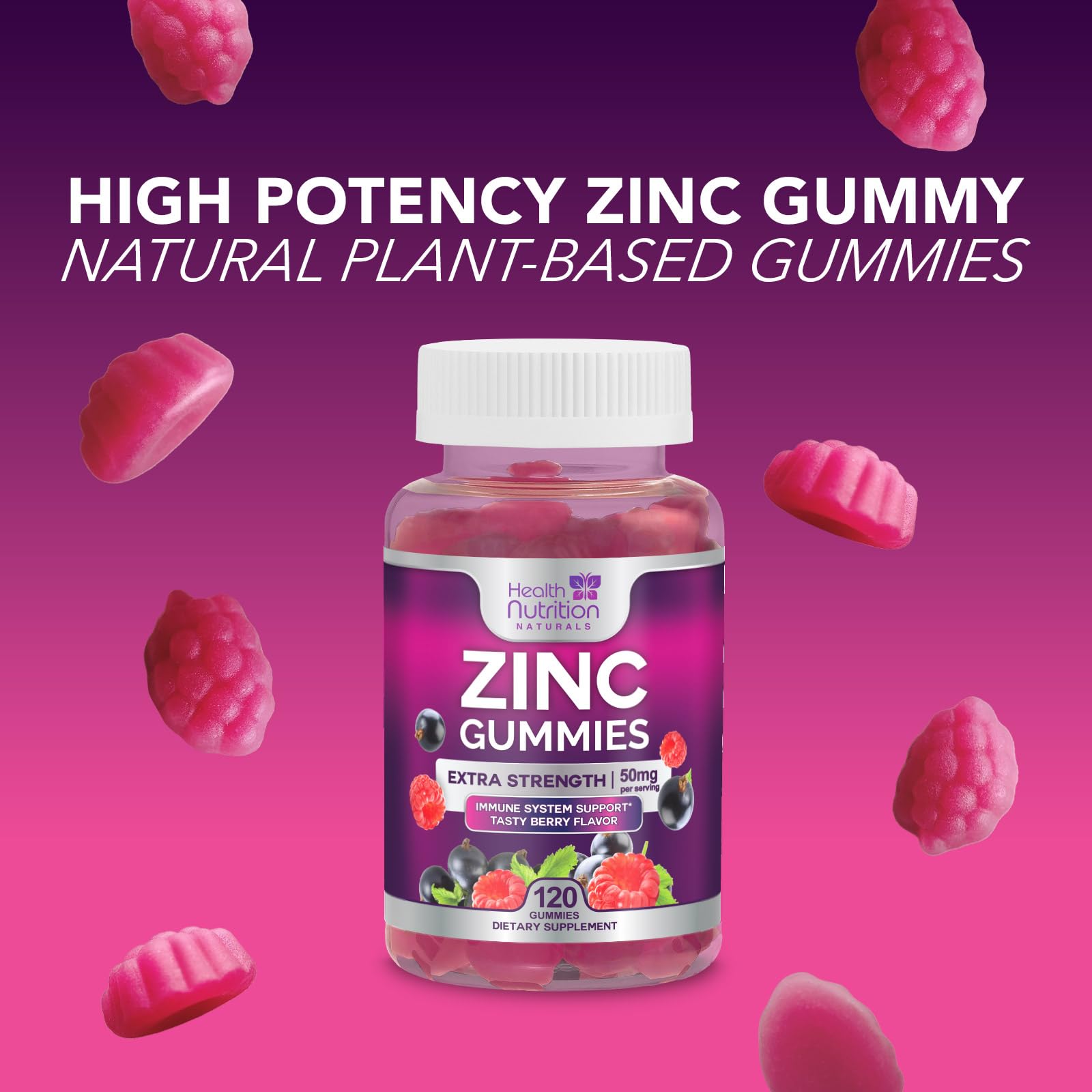 Foto 3 | Suplemento De Zinc Gummies Health Nutrition Naturals 50 Mg X120 - Venta Internacional.