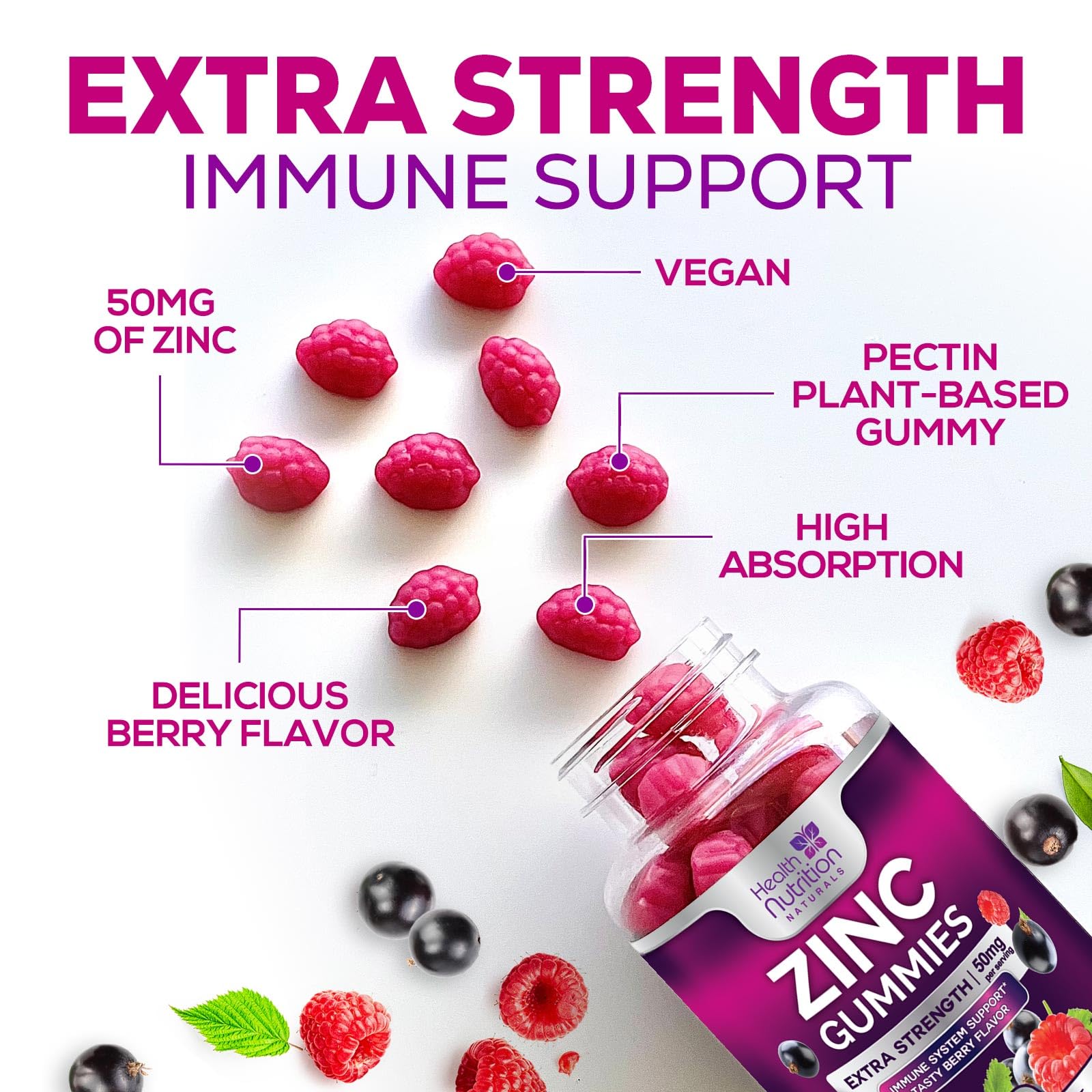 Foto 6 pulgar | Suplemento De Zinc Gummies Health Nutrition Naturals 50 Mg X120 - Venta Internacional.