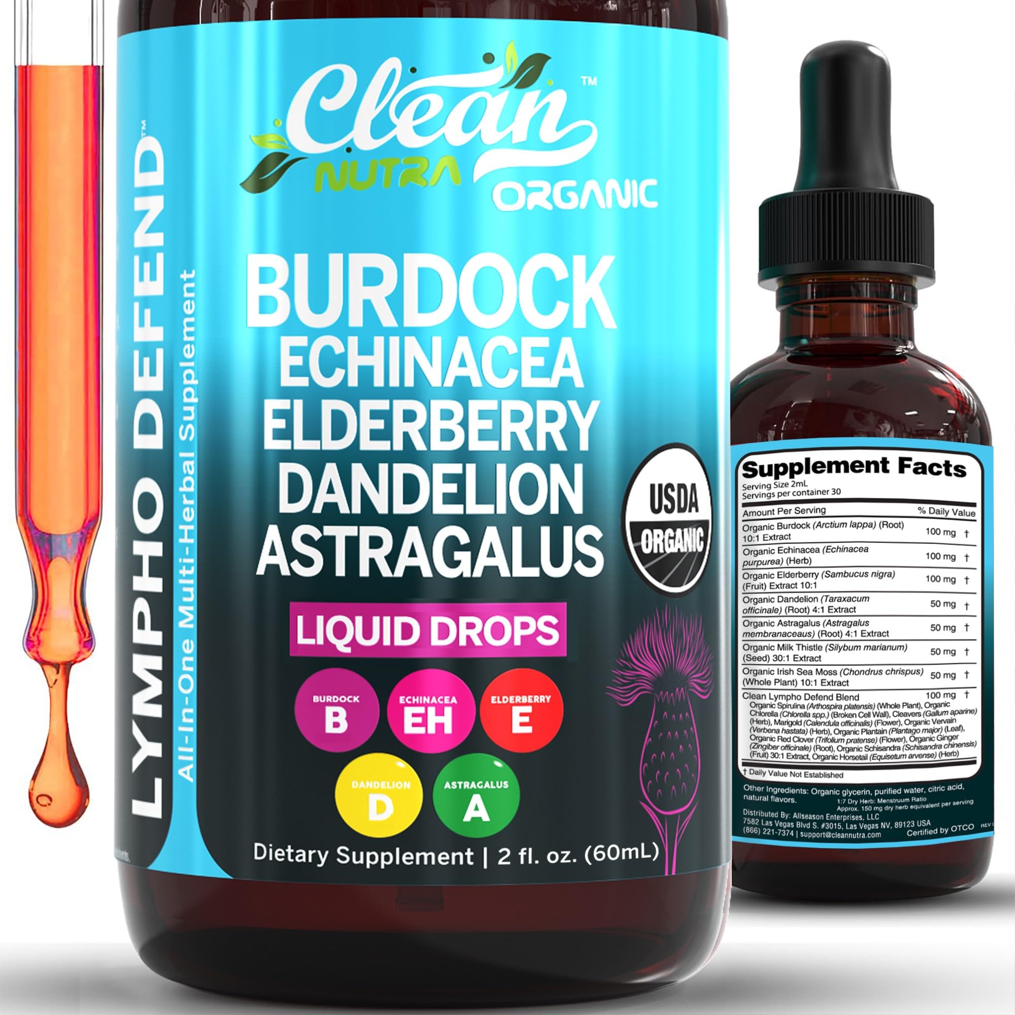 Foto 1 | Supplement Clean Nutra  Drenaje Linfático  Bardana Y Equinácea - Venta Internacional.