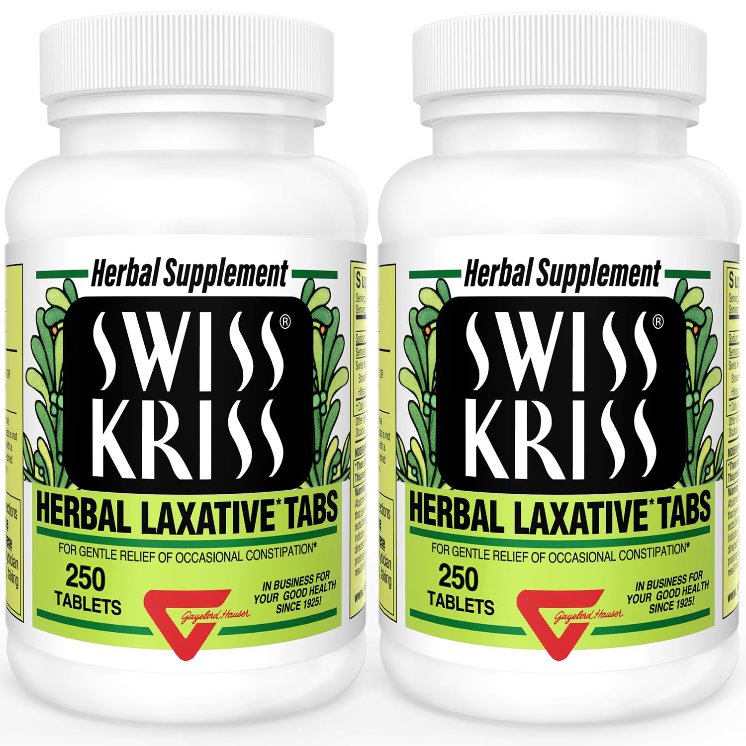 Foto 1 | Tabletas Laxantes Swiss Kriss Herbal 250 Tabletas (paquete De 2) - Venta Internacional.