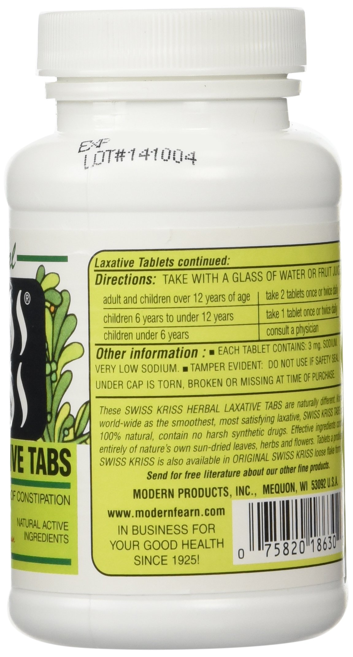 Foto 4 | Tabletas Laxantes Swiss Kriss Herbal 250 Tabletas (paquete De 2) - Venta Internacional.