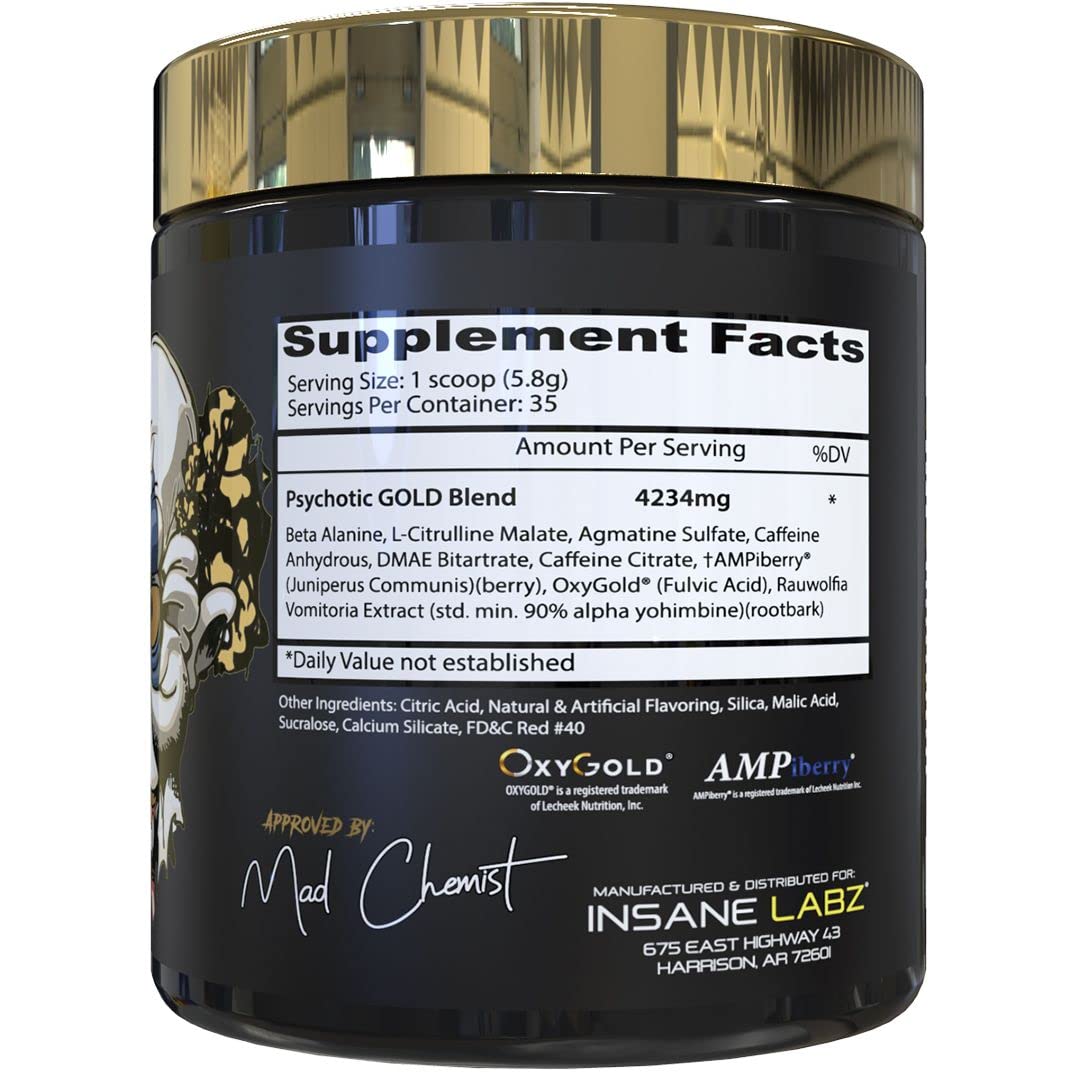 Foto 3 pulgar | Polvo Para Antes Del Entrenamiento Insane Labz Psychotic Gold  35 Porciones - Venta Internacional.