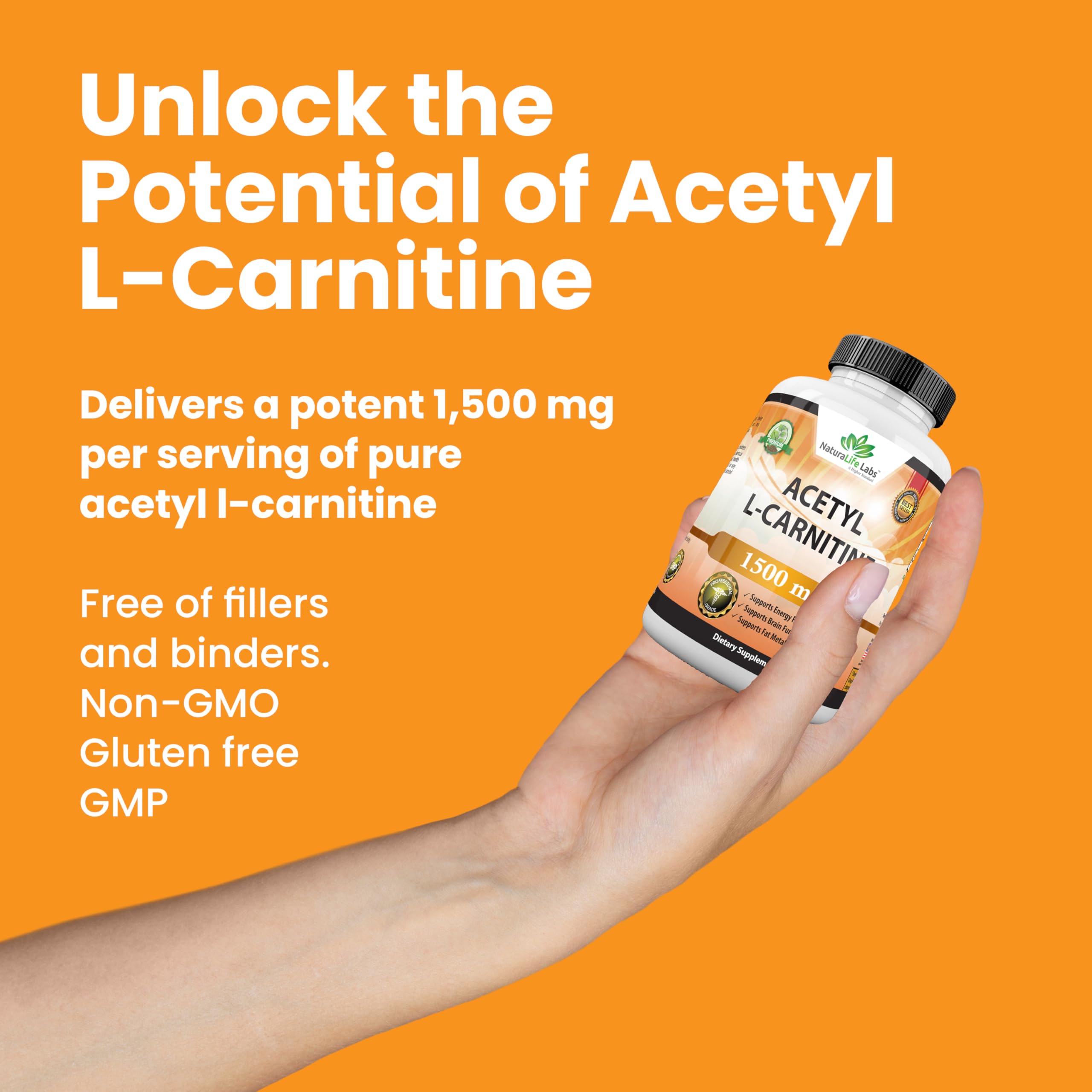 Foto 5 pulgar | Suplemento Naturalife Labs Acetil L-carnitina 1500 Mg - 100 Cápsulas - Venta Internacional.