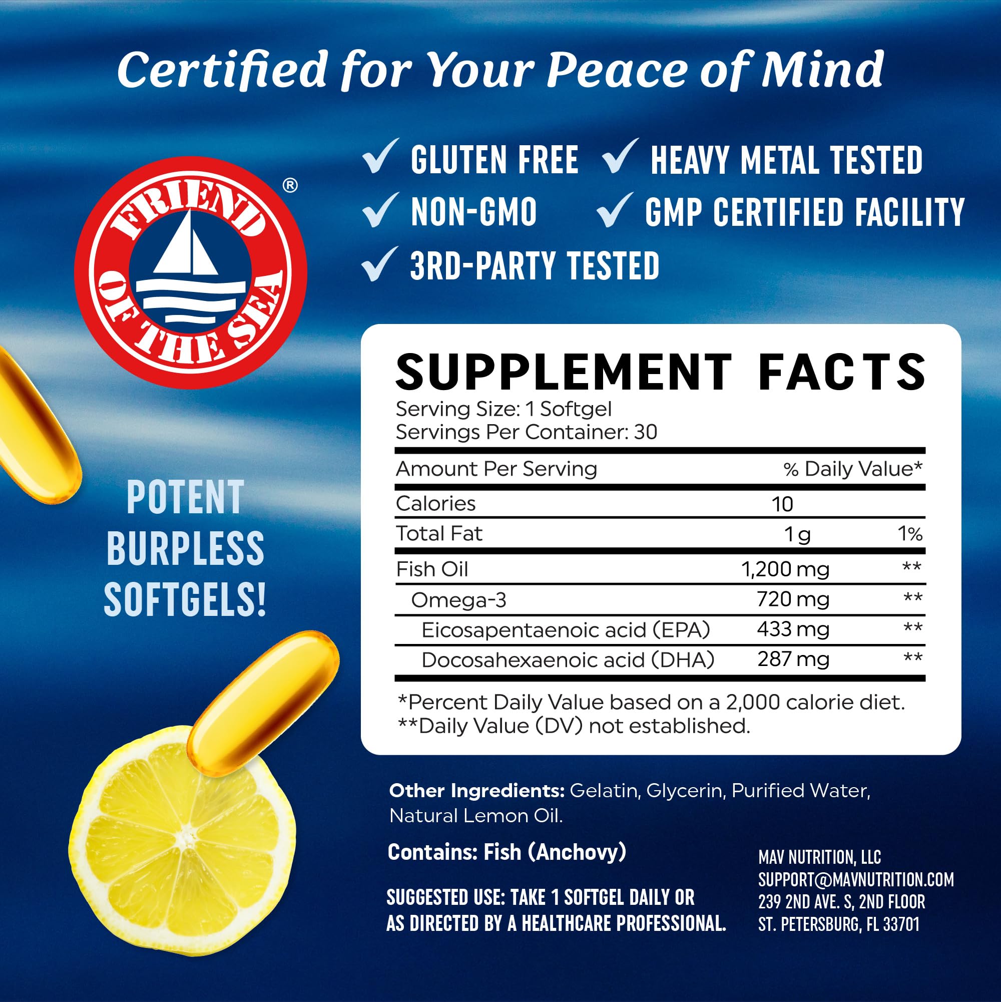 Foto 5 | Suplemento De Aceite De Pescado Mav Nutrition Triple Strength 30 Cápsulas Blandas - Venta Internacional.