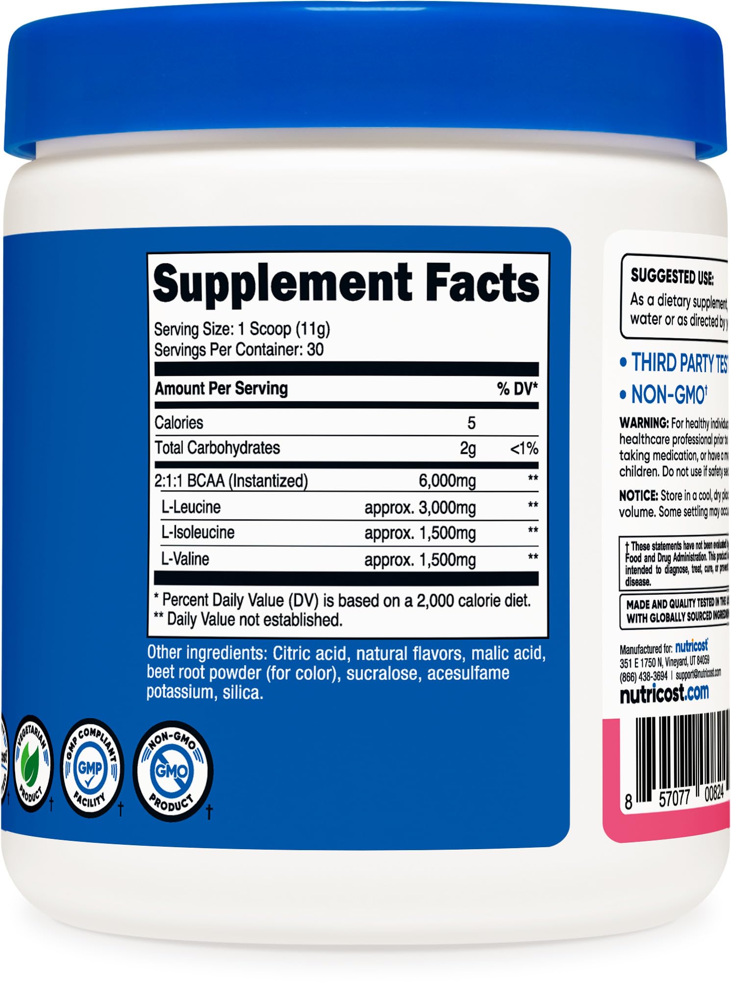 Foto 6 pulgar | Nutricost Bcaa En Polvo 2:1:1 (limonada De Frambuesa  30 Porciones) - Venta Internacional.