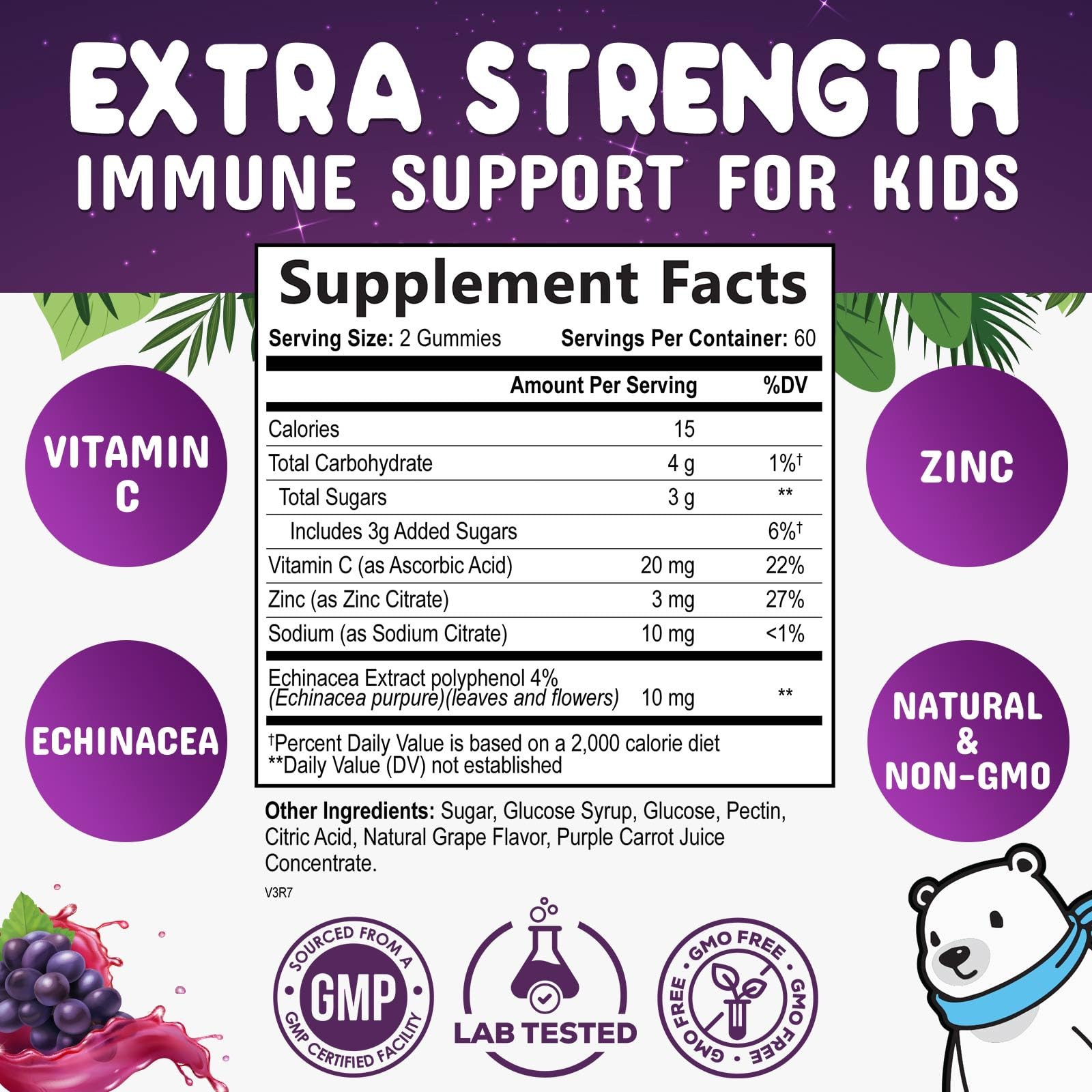 Foto 2 | Gomitas Immune Support Kids Nature's Nutrition Vitamina C 120 - Venta Internacional.