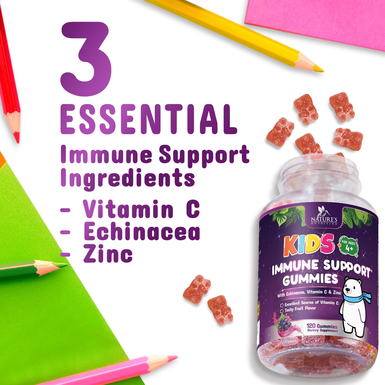 Foto 4 pulgar | Gomitas Immune Support Kids Nature's Nutrition Vitamina C 120 - Venta Internacional.