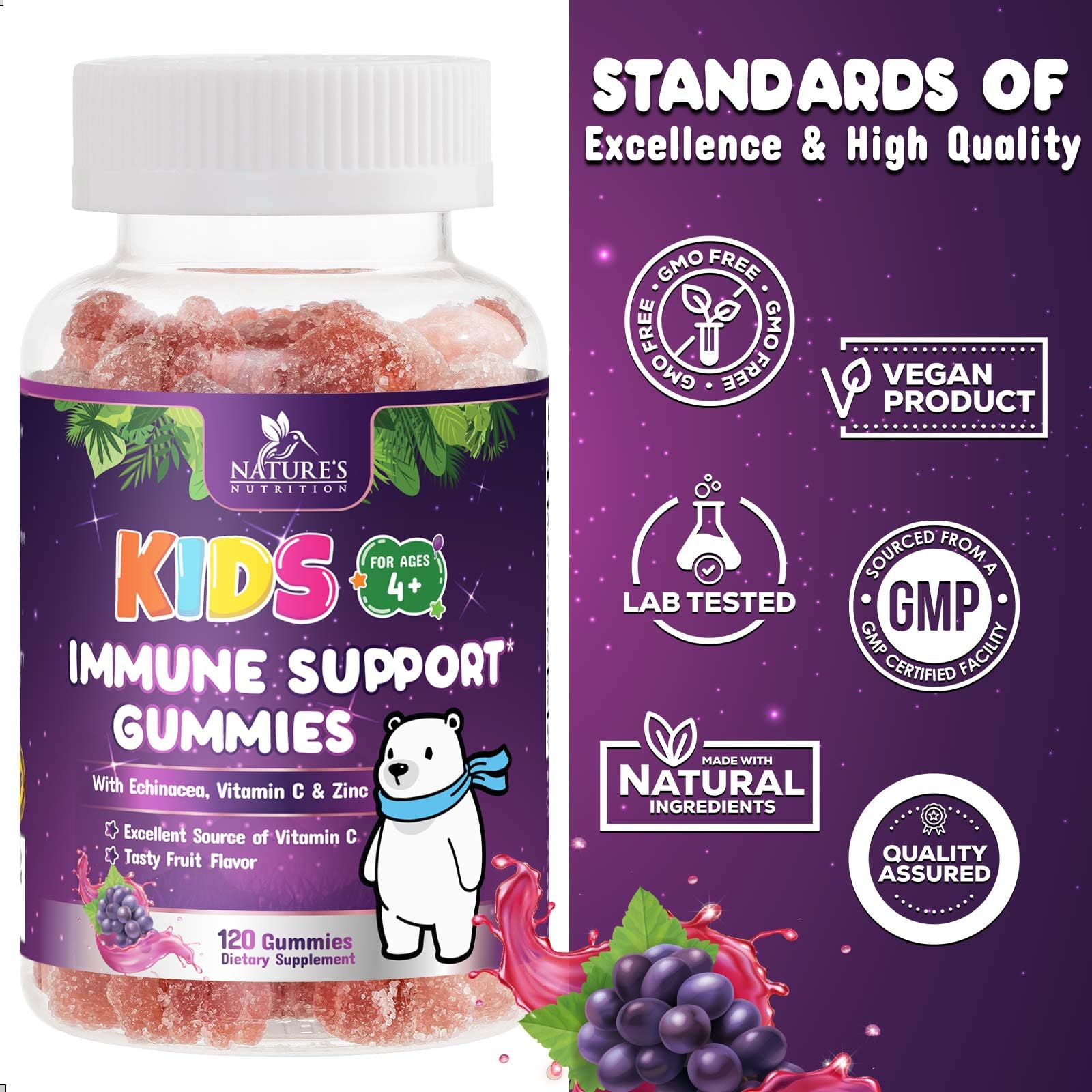 Foto 5 pulgar | Gomitas Immune Support Kids Nature's Nutrition Vitamina C 120 - Venta Internacional.