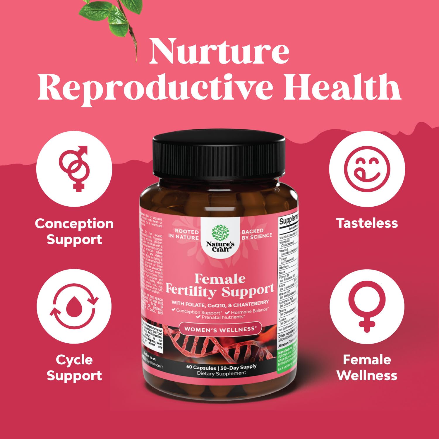 Foto 4 pulgar | Suplemento De Fertilidad Natures Craft Para Mujeres Con Tratamiento Prenatal - Venta Internacional.