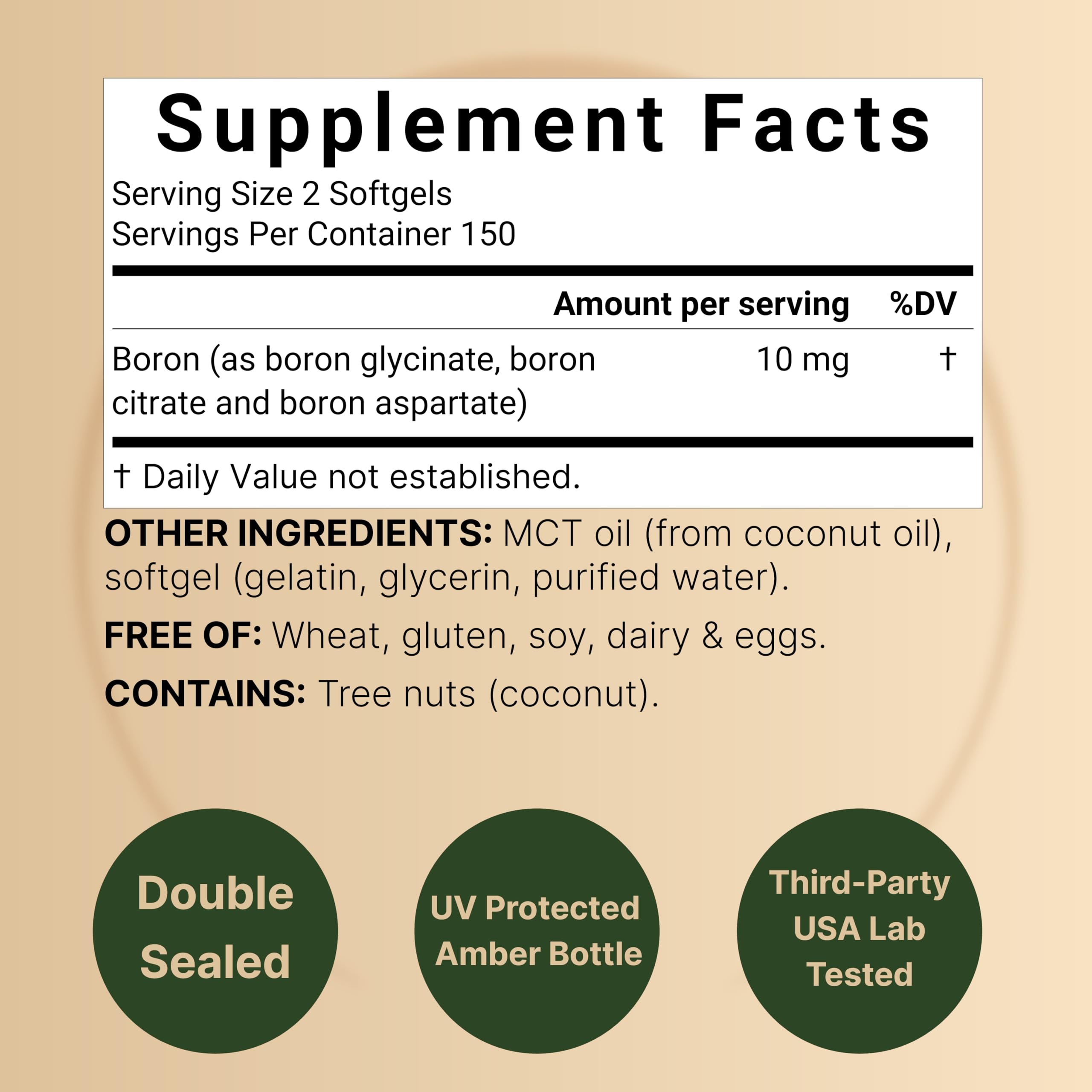 Foto 3 pulgar | Suplemento Naturebell Boron 10 Mg 300 Cápsulas Blandas Con Aceite Mct - Venta Internacional.