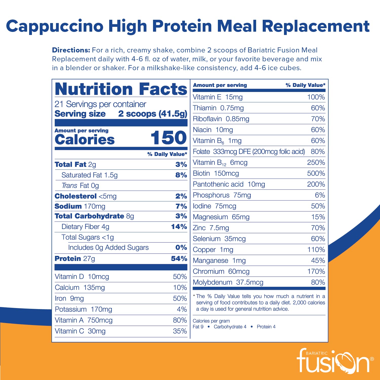 Foto 3 pulgar | Proteína En Polvo Sustitutiva De Comidas Bariatric Fusion Cappuccino - Venta Internacional.