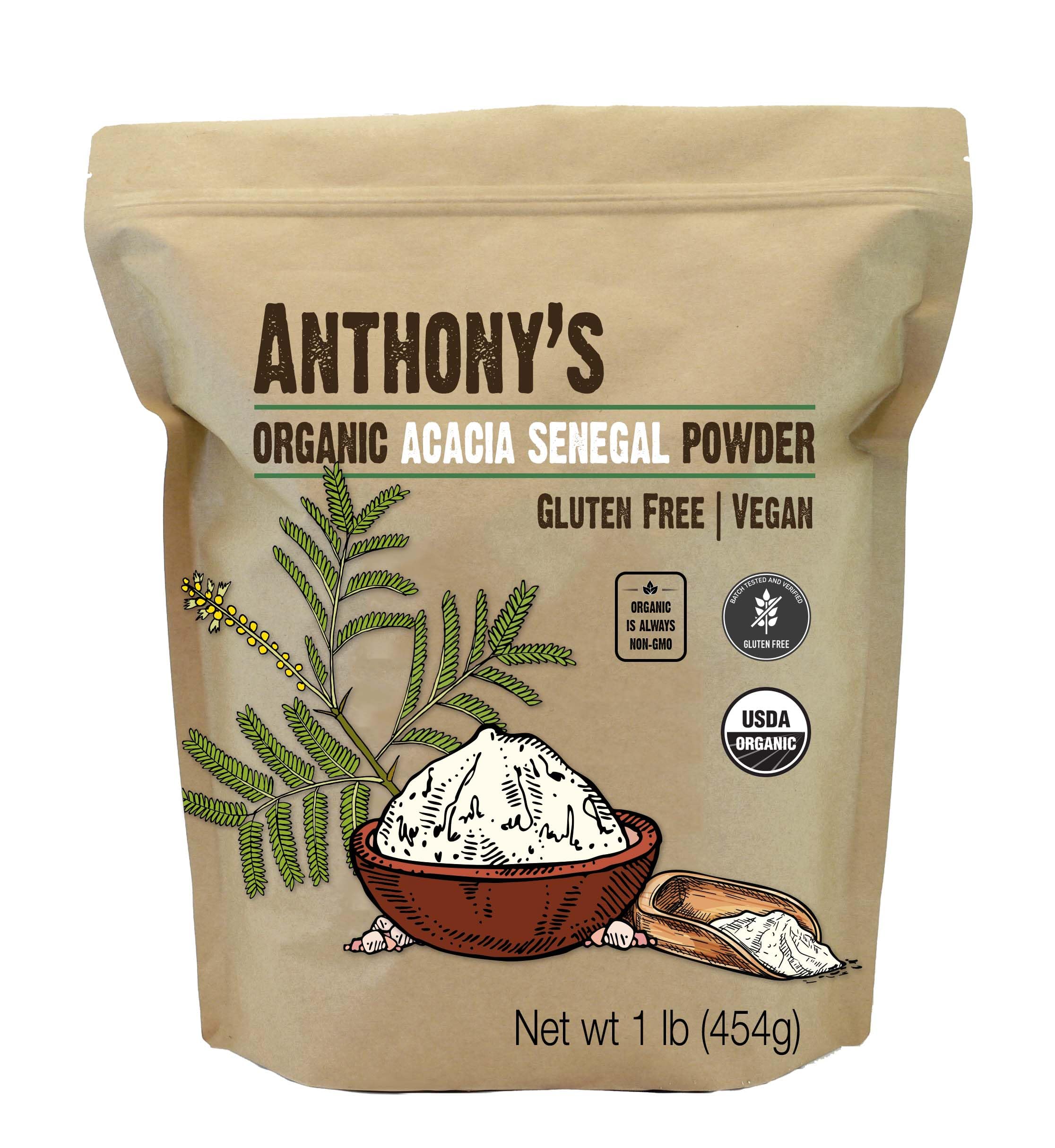 Foto 2 pulgar | Polvo De Acacia Senegal Anthony's Organic 454 G Sin Gluten - Venta Internacional.