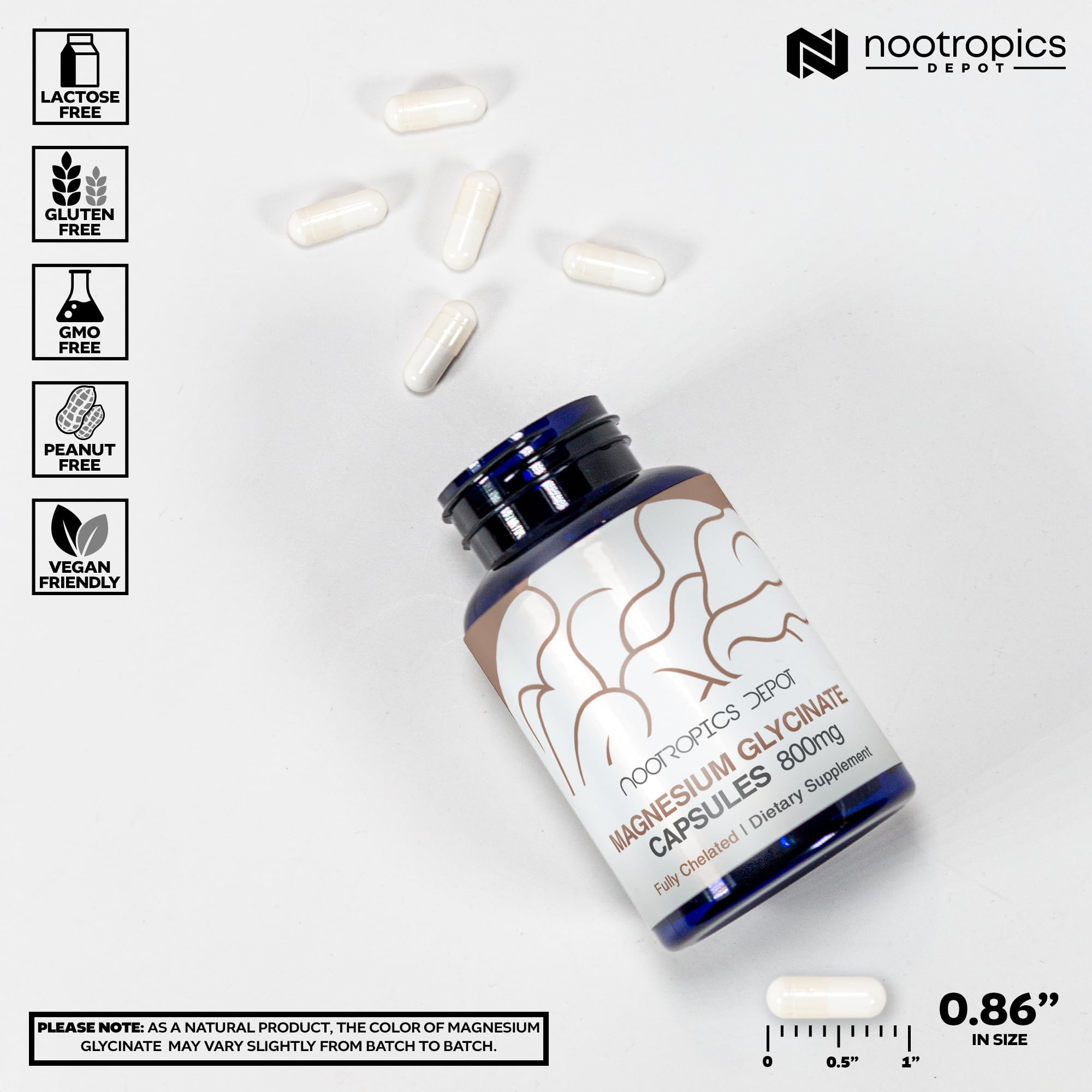 Foto 4 pulgar | Suplemento Nootropics Depot Glicinato De Magnesio 360 Cápsulas - Venta Internacional.