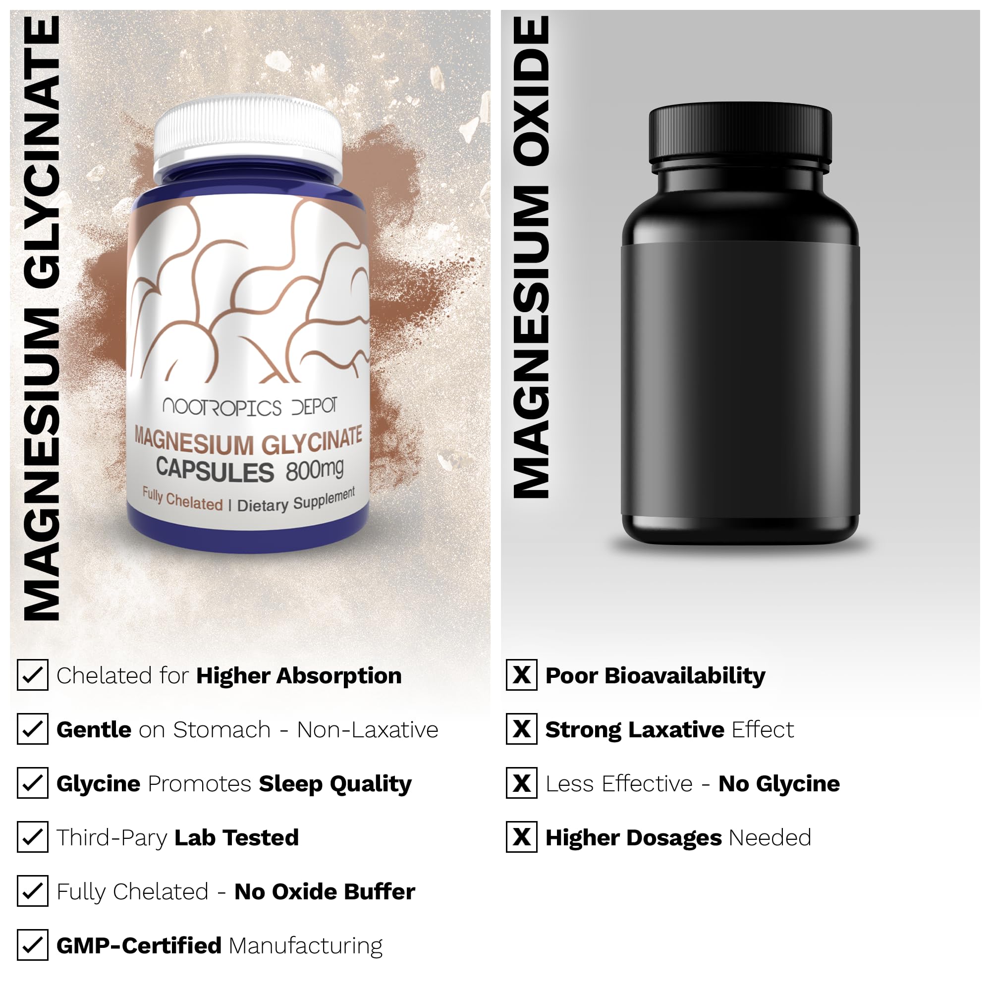 Foto 6 pulgar | Suplemento Nootropics Depot Glicinato De Magnesio 360 Cápsulas - Venta Internacional.