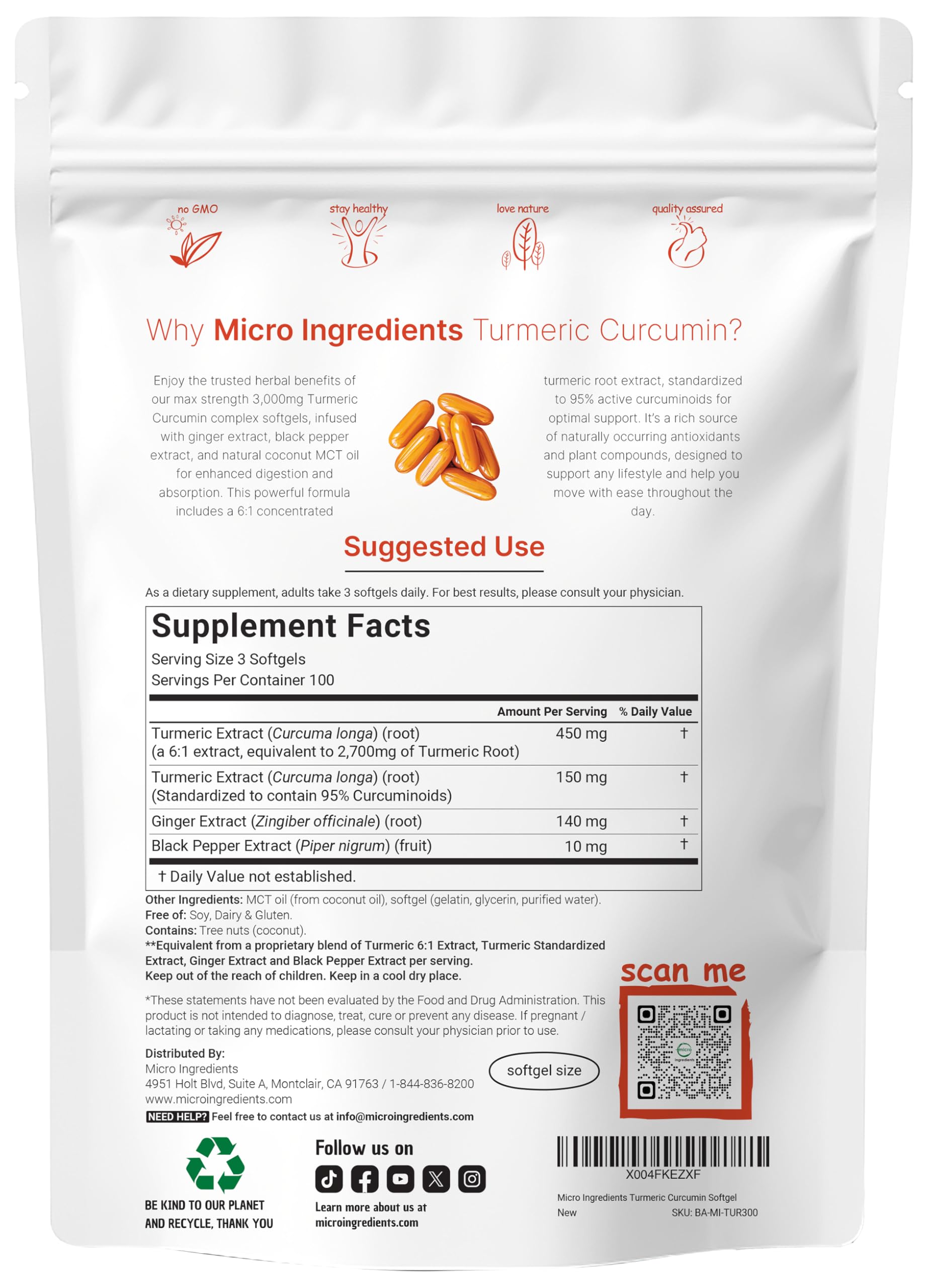 Foto 3 pulgar | Suplemento De Curcumina De Cúrcuma De 3000 Mg Con Jengibre Y Pimienta Negra - Venta Internacional.