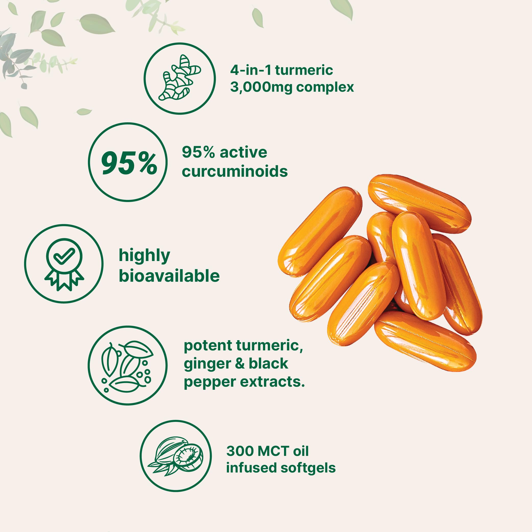 Foto 4 pulgar | Suplemento De Curcumina De Cúrcuma De 3000 Mg Con Jengibre Y Pimienta Negra - Venta Internacional.