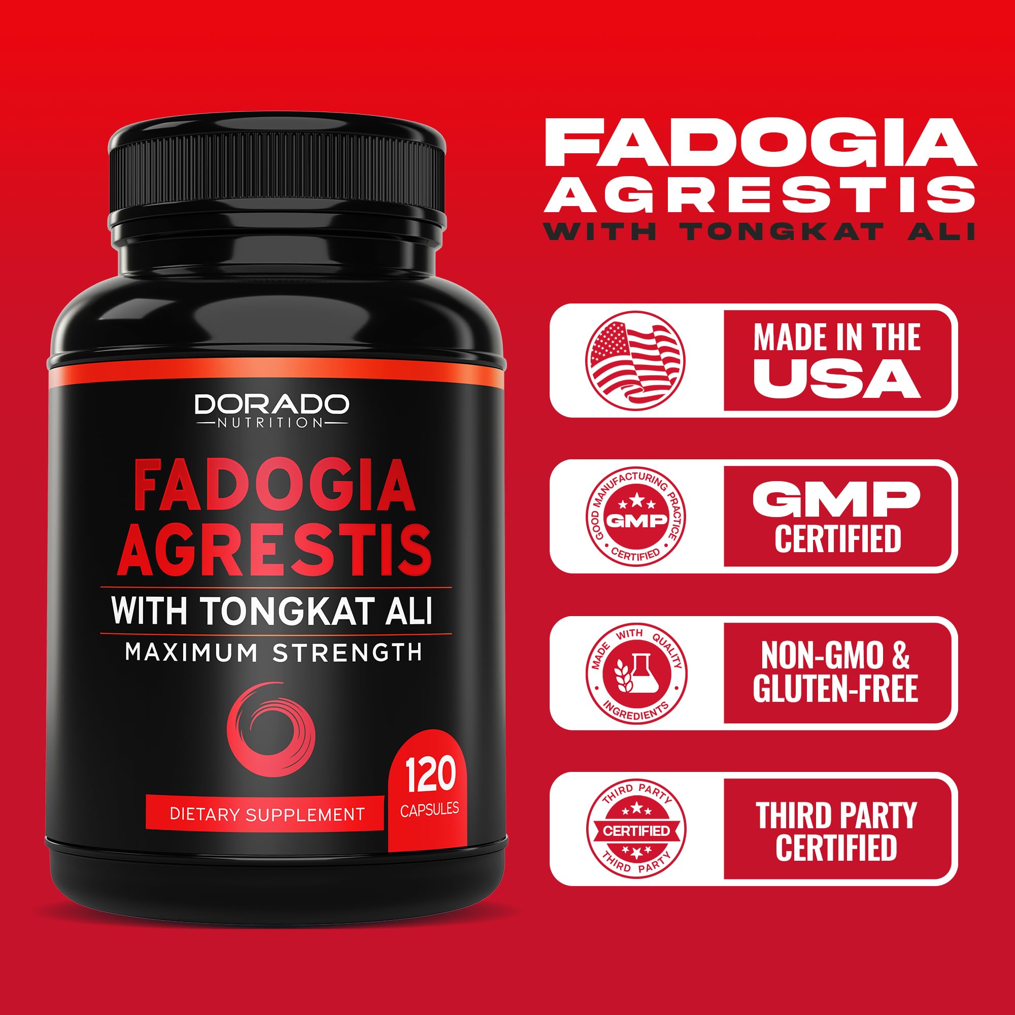 Foto 7 pulgar | Suplemento Dorado Nutrition Fadogia Agrestis Y Tongkat Ali - Venta Internacional.