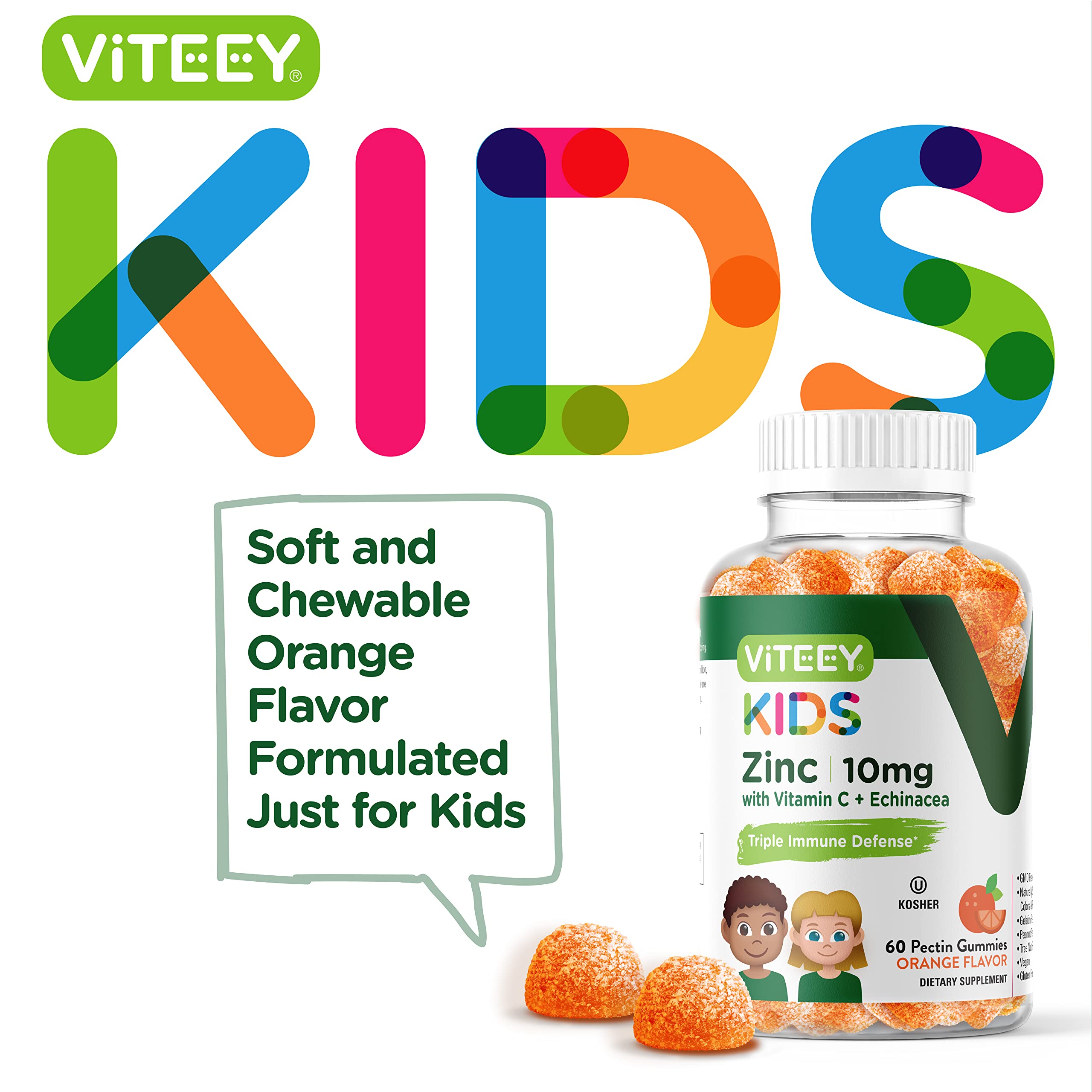 Foto 3 pulgar | Complementa Las Gomitas Viteey Zinc For Kids De 10 Mg Con Vitamina C - Venta Internacional.