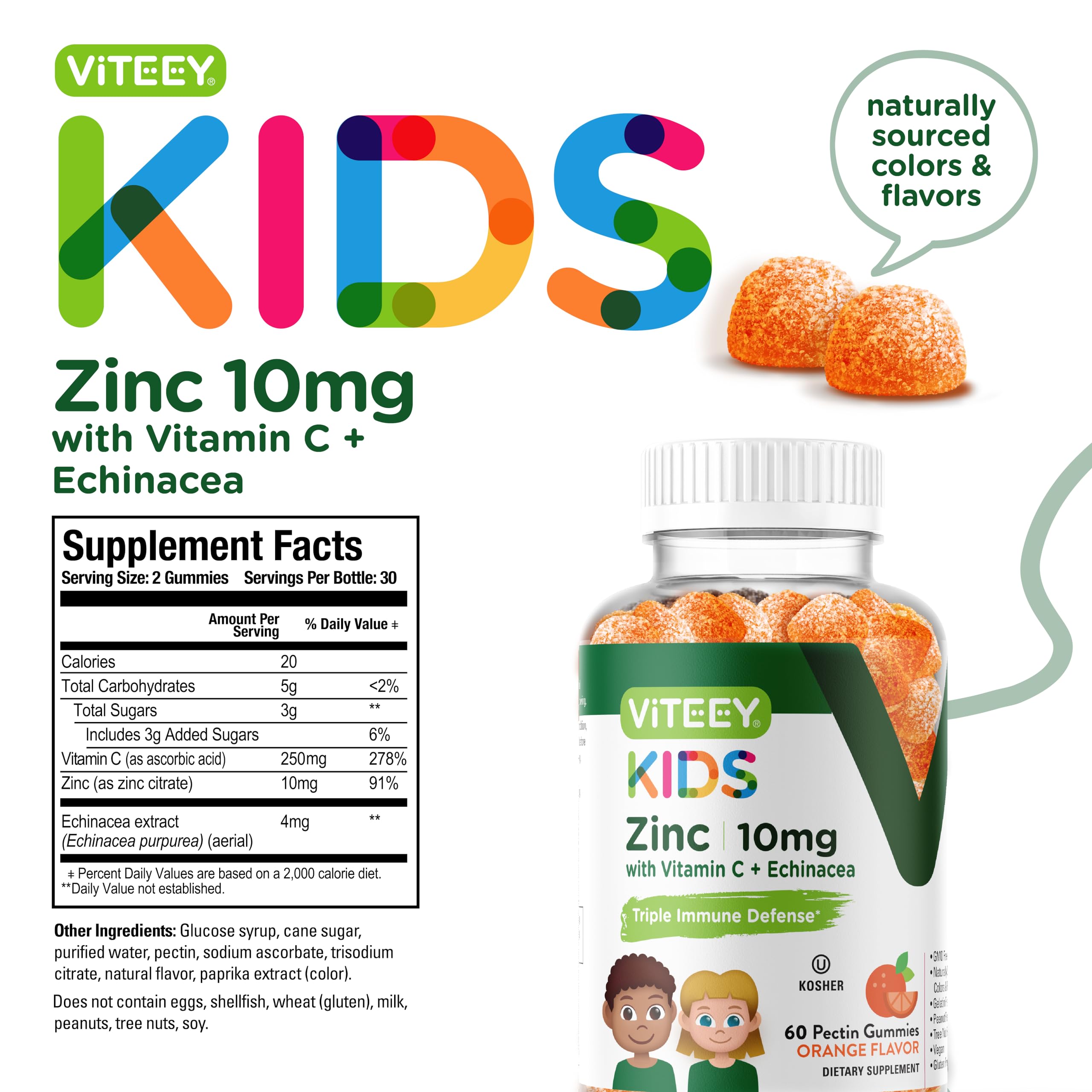 Foto 5 pulgar | Complementa Las Gomitas Viteey Zinc For Kids De 10 Mg Con Vitamina C - Venta Internacional.