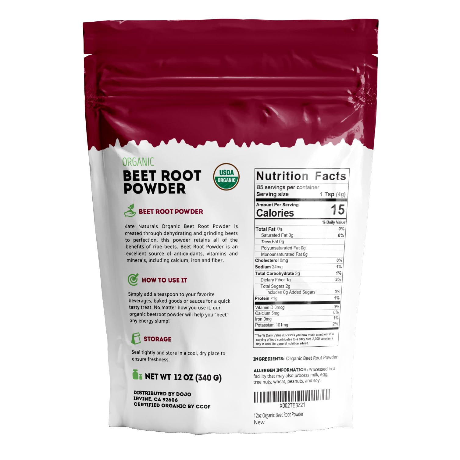 Foto 7 pulgar | Polvo De Raíz De Remolacha Kate Naturals Para Hornear Y Batidos  350 Ml - Venta Internacional.
