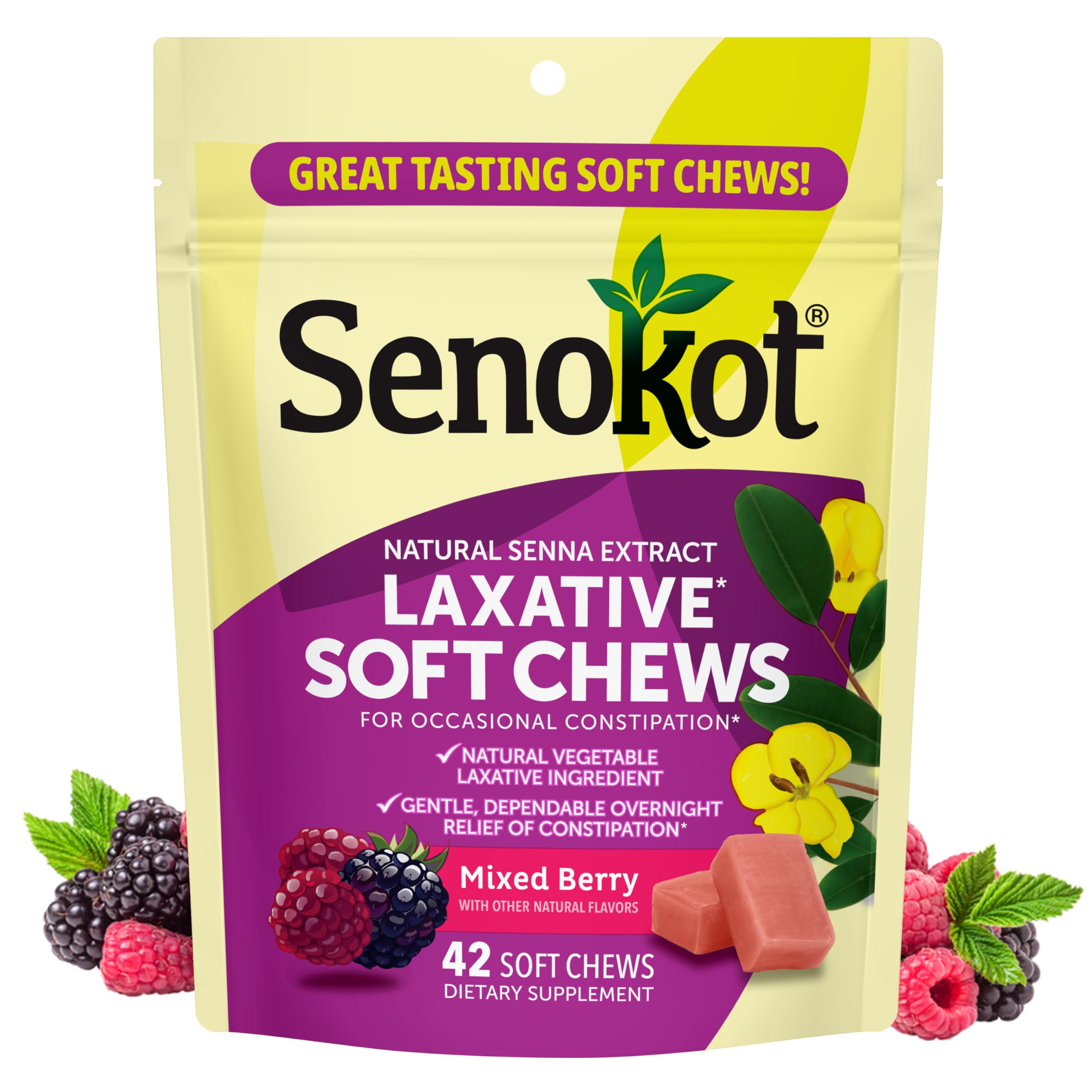 Foto 2 pulgar | Masticables Laxantes Senokot Overnight Relief 42 Mixed Berry - Venta Internacional.