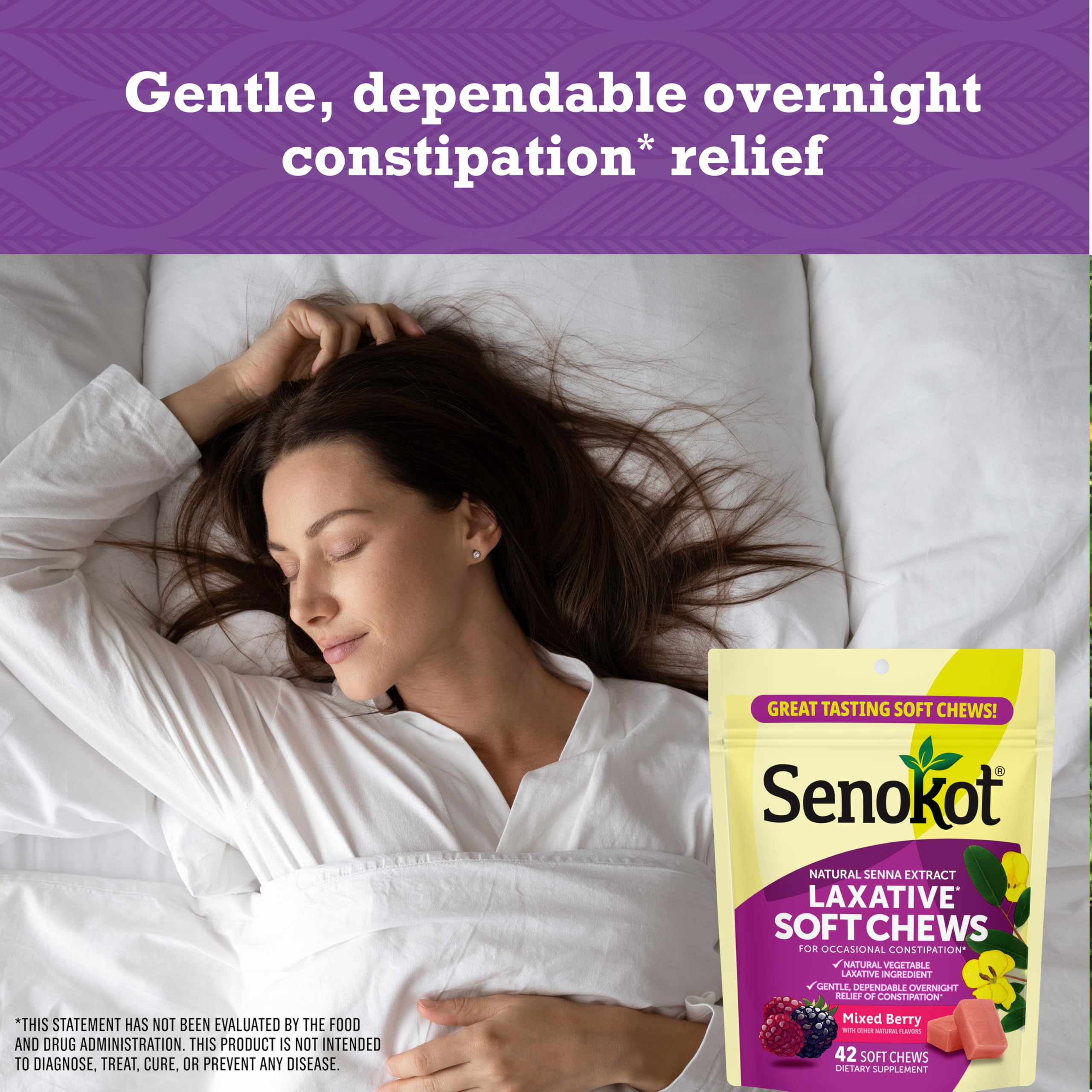 Foto 4 pulgar | Masticables Laxantes Senokot Overnight Relief 42 Mixed Berry - Venta Internacional.