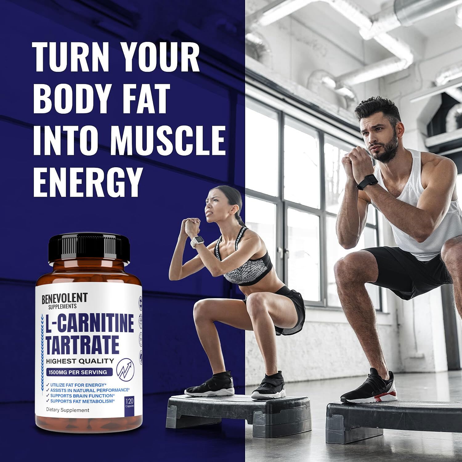 Foto 4 | Suplemento De Tartrato De L-carnitina Para Nutrición Benévola 1500 Mg - Venta Internacional.