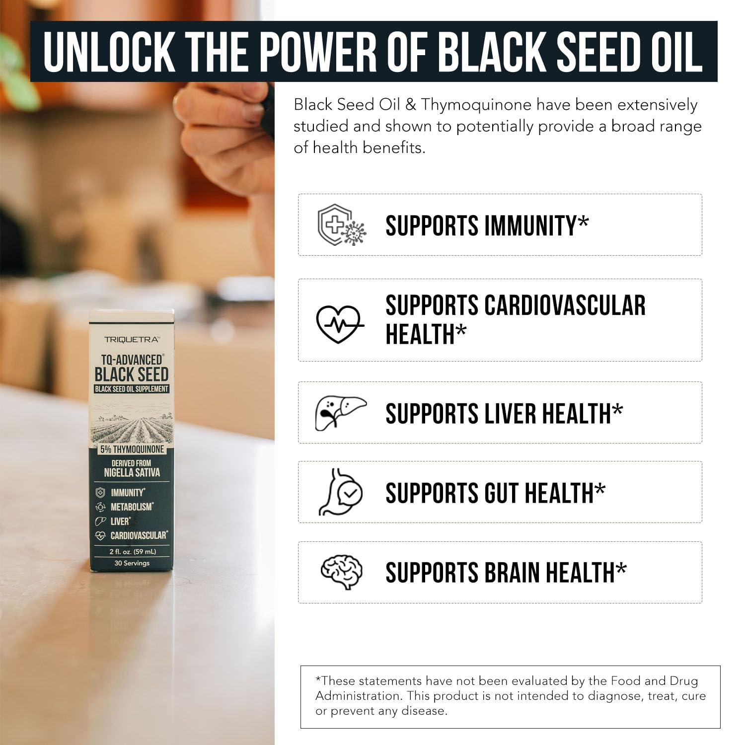 Foto 6 pulgar | Aceite De Semillas Negras Triquetra Health 100 Ml Con 5% De Timoquinona Vegano - Venta Internacional.