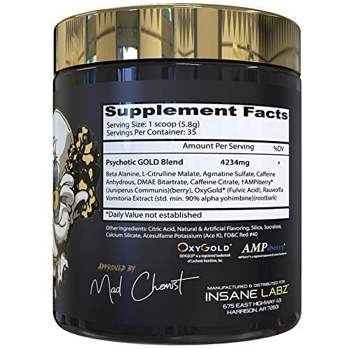 Foto 3 pulgar | Polvo Para Antes Del Entrenamiento Insane Labz Psychotic Gold  35 Porciones - Venta Internacional.