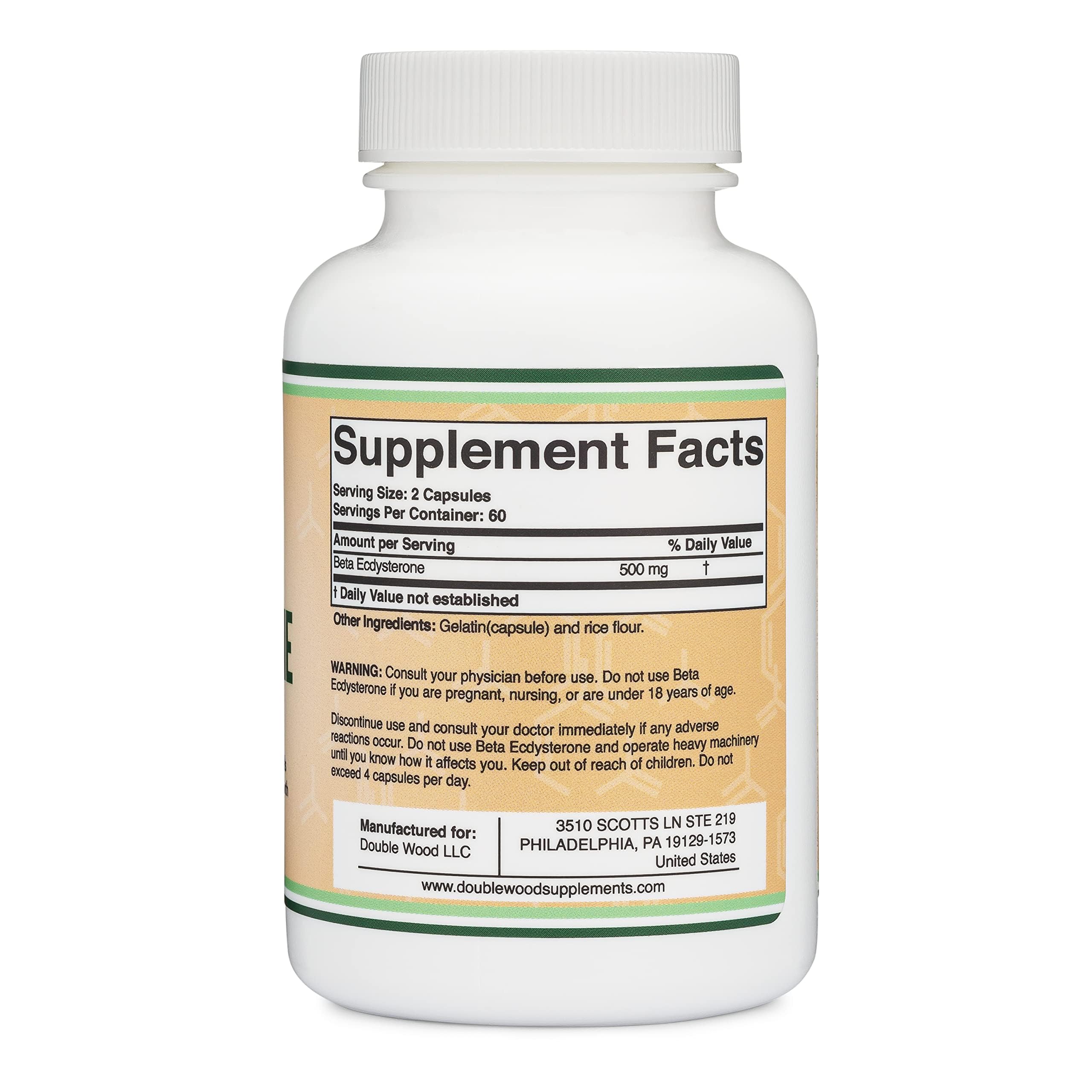 Foto 3 pulgar | Suplemento Double Wood Beta Ecdysterone 500 Mg 120 Cápsulas - Venta Internacional.