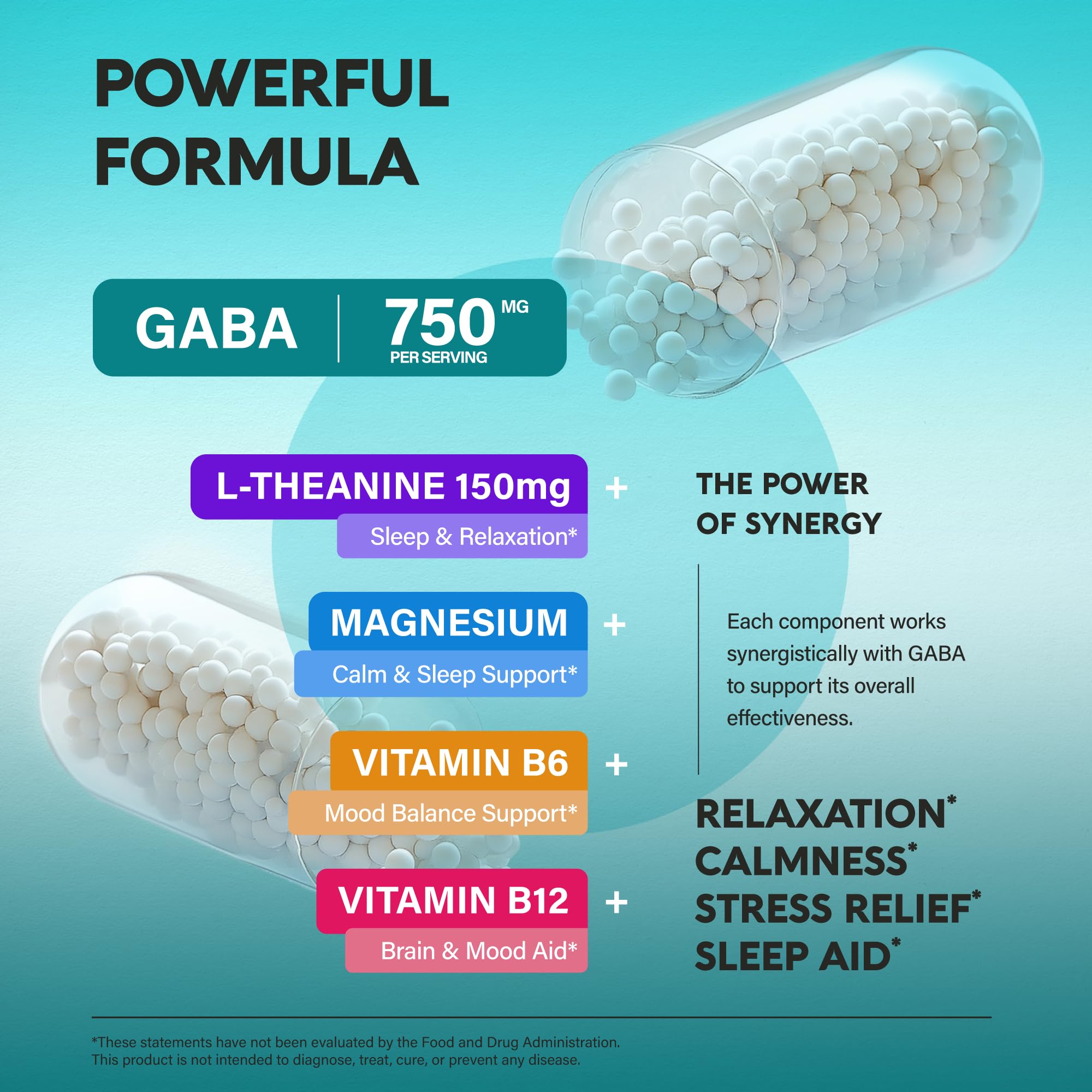 Foto 4 pulgar | Suplemento De Gaba Nutraharmony 900 Mg Con L-teanina Y Magnesio - Venta Internacional.