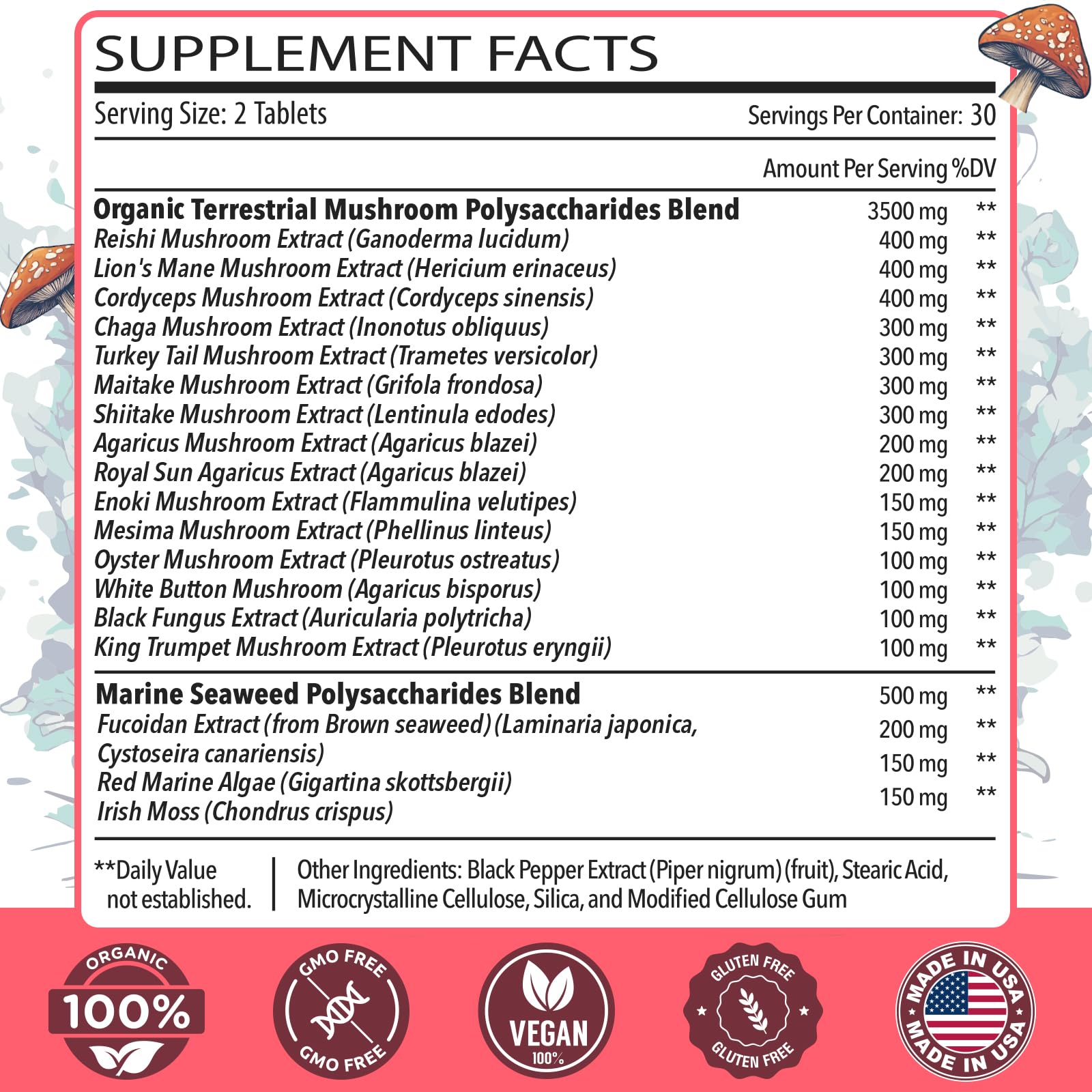 Foto 2 | Suplemento Dmeisy Sublingual De 4000 Mg  Complejo De Hongos  60 Tabletas - Venta Internacional.