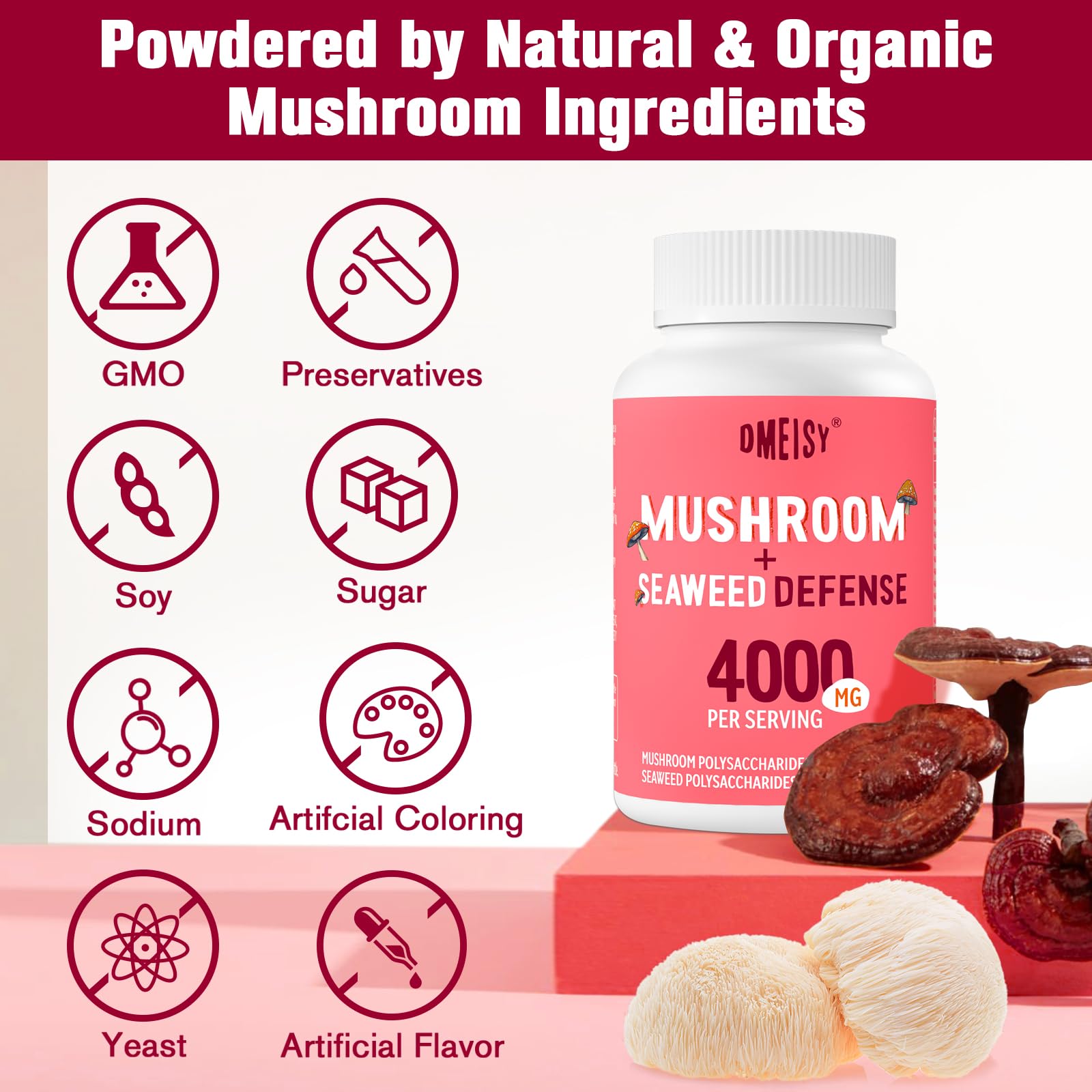 Foto 8 pulgar | Suplemento Dmeisy Sublingual De 4000 Mg  Complejo De Hongos  60 Tabletas - Venta Internacional.