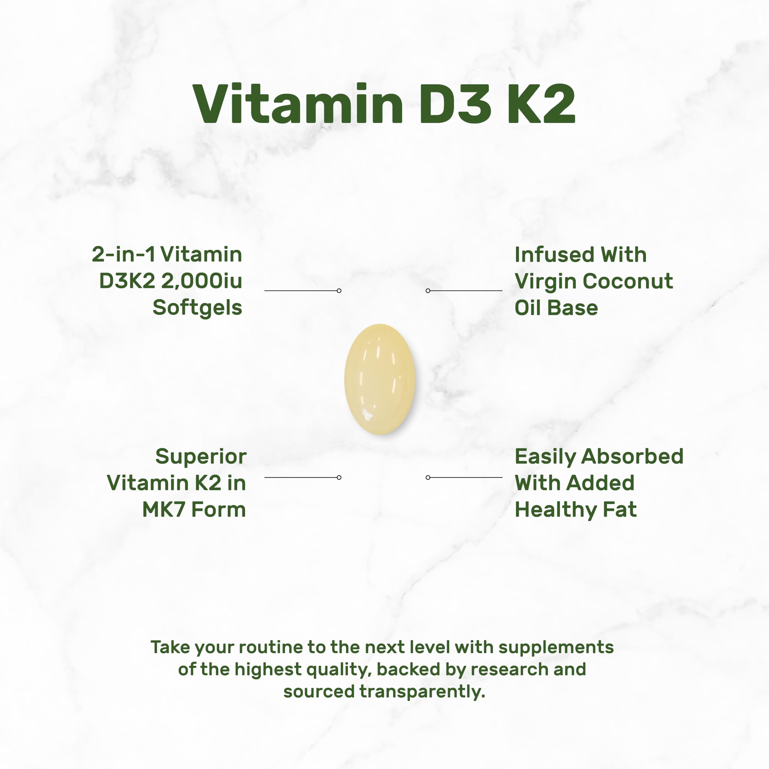 Foto 3 | Supplement Deal Supplement Sunshine Vitamina D3 De 2000 Ui Con Vitamina K2 - Venta Internacional.