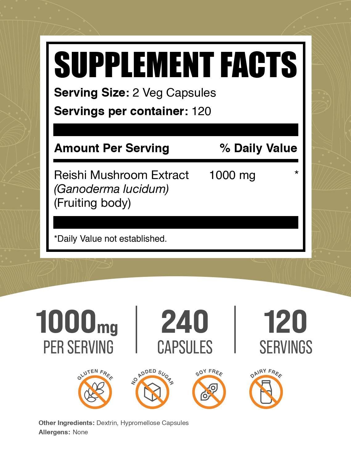 Foto 2 | Suplemento A Granel: Extracto De Hongo Reishi  1000 Mg - Venta Internacional.
