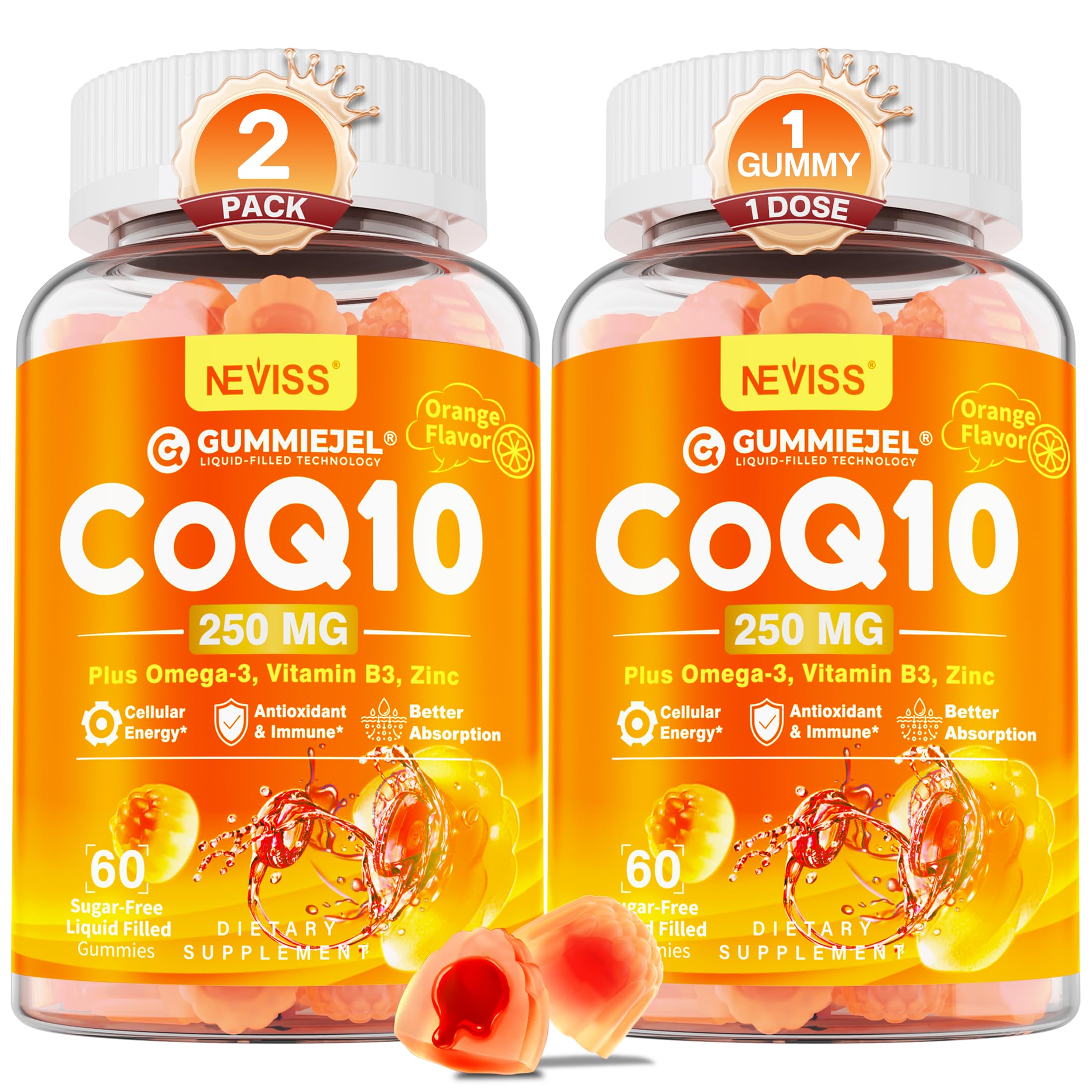 Foto 1 | Suplemento Neviss Coq10 Gummiejel 250 Mg Con Omega-3 Durante 4 Meses - Venta Internacional.