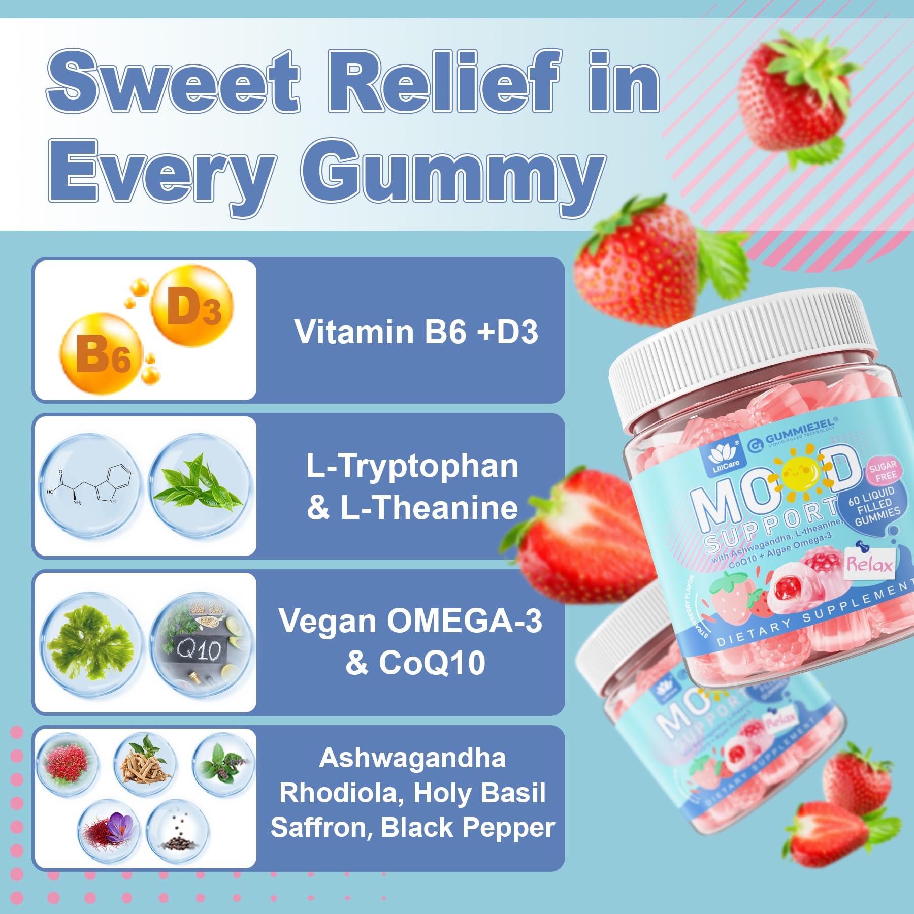 Foto 4 pulgar | Suplemento De Gomitas Lilicare Ashwagandha Calm Con L-teanina - Venta Internacional.