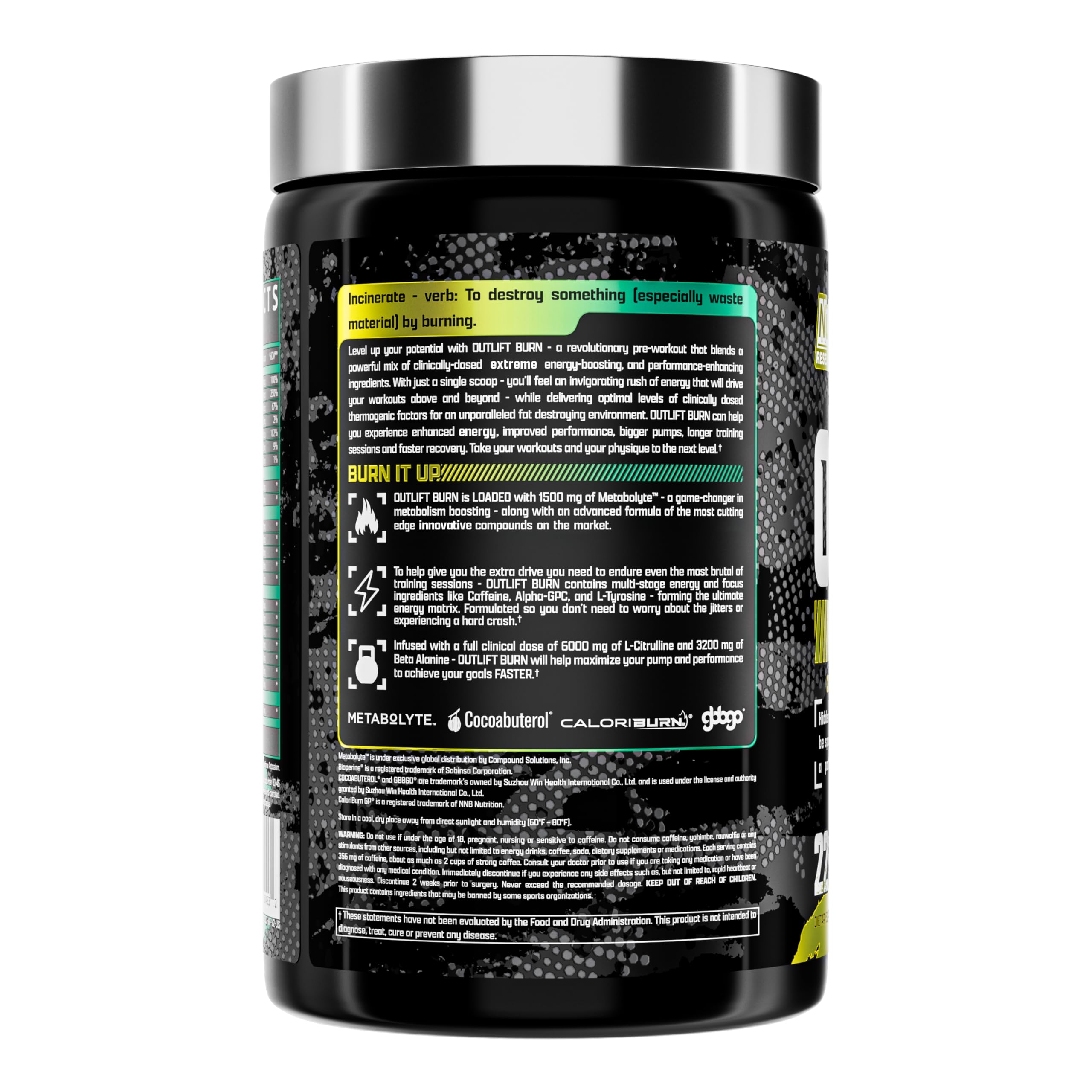 Foto 2 | Suplemento Para Antes Del Entrenamiento Nutrex Outlift Burn  22 Porciones - Venta Internacional.