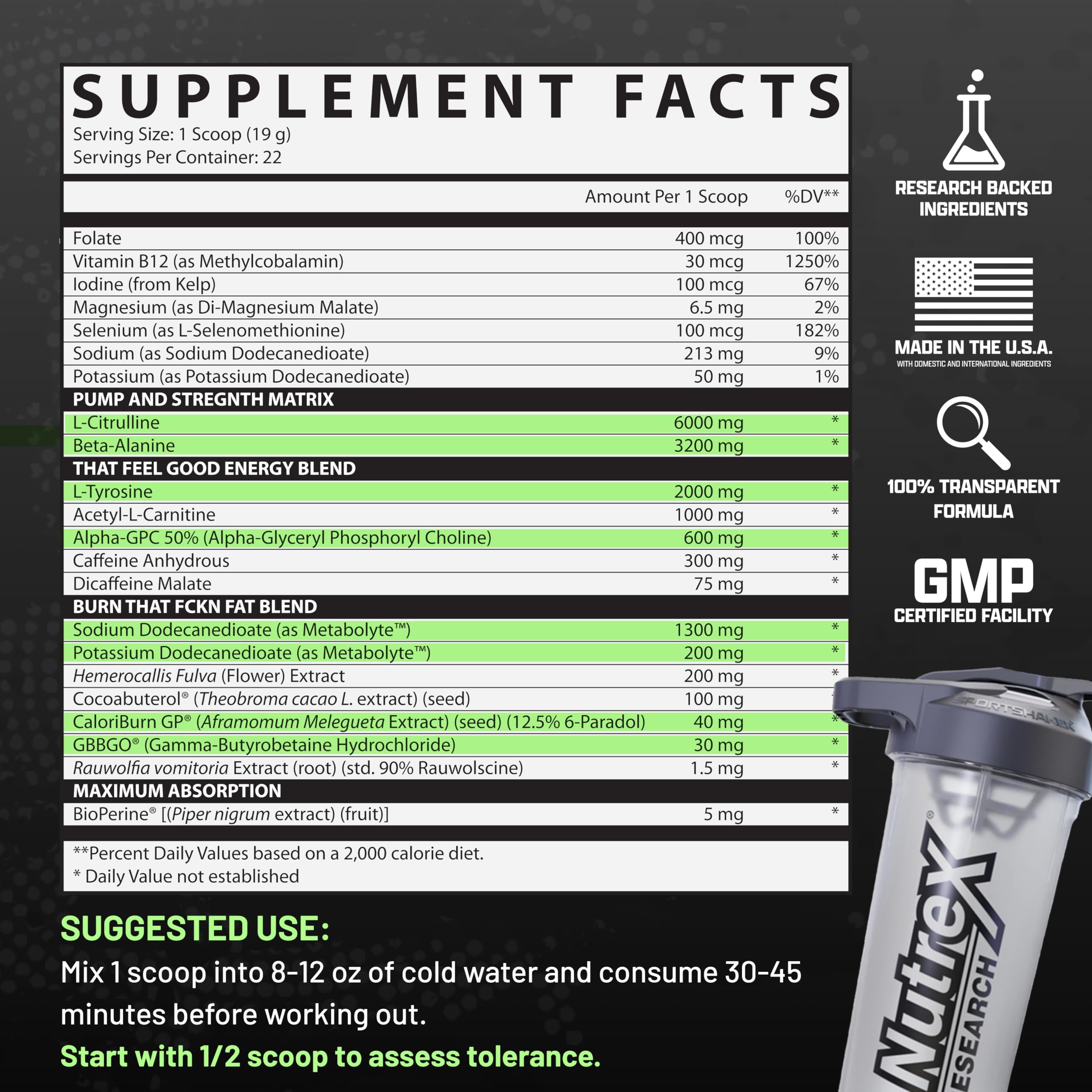 Foto 5 pulgar | Suplemento Para Antes Del Entrenamiento Nutrex Outlift Burn  22 Porciones - Venta Internacional.